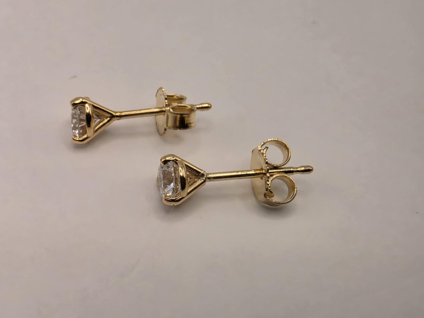 14K Yellow Gold CZ Solitaire Stud Earrings 0.25 Inch 0.6g Cubic Zirconia Solid Gold Fine Jewelry Gift for Her