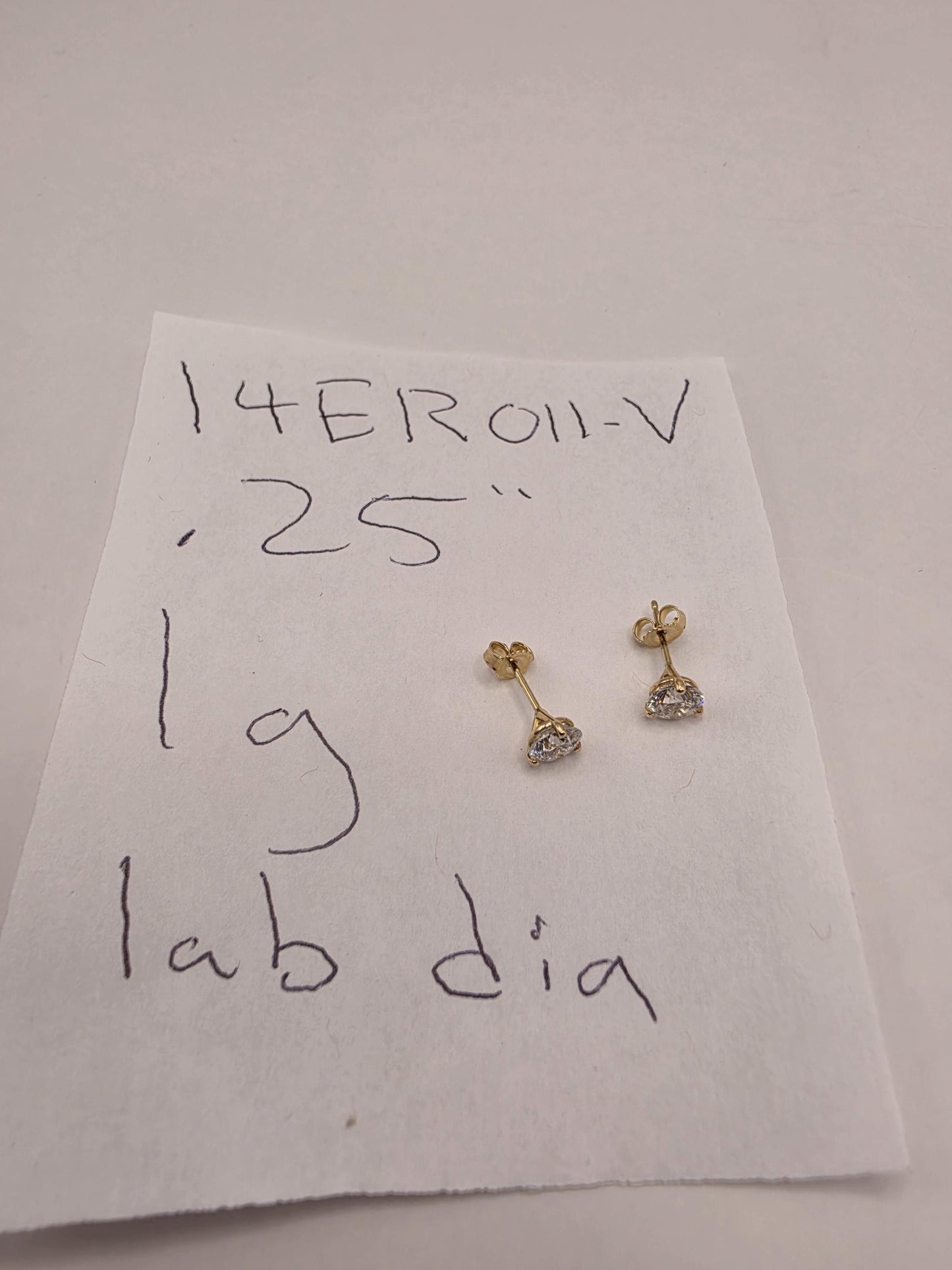14K Yellow Gold CZ Solitaire Stud Earrings 0.25 Inch 0.6g Cubic Zirconia Solid Gold Fine Jewelry Gift for Her