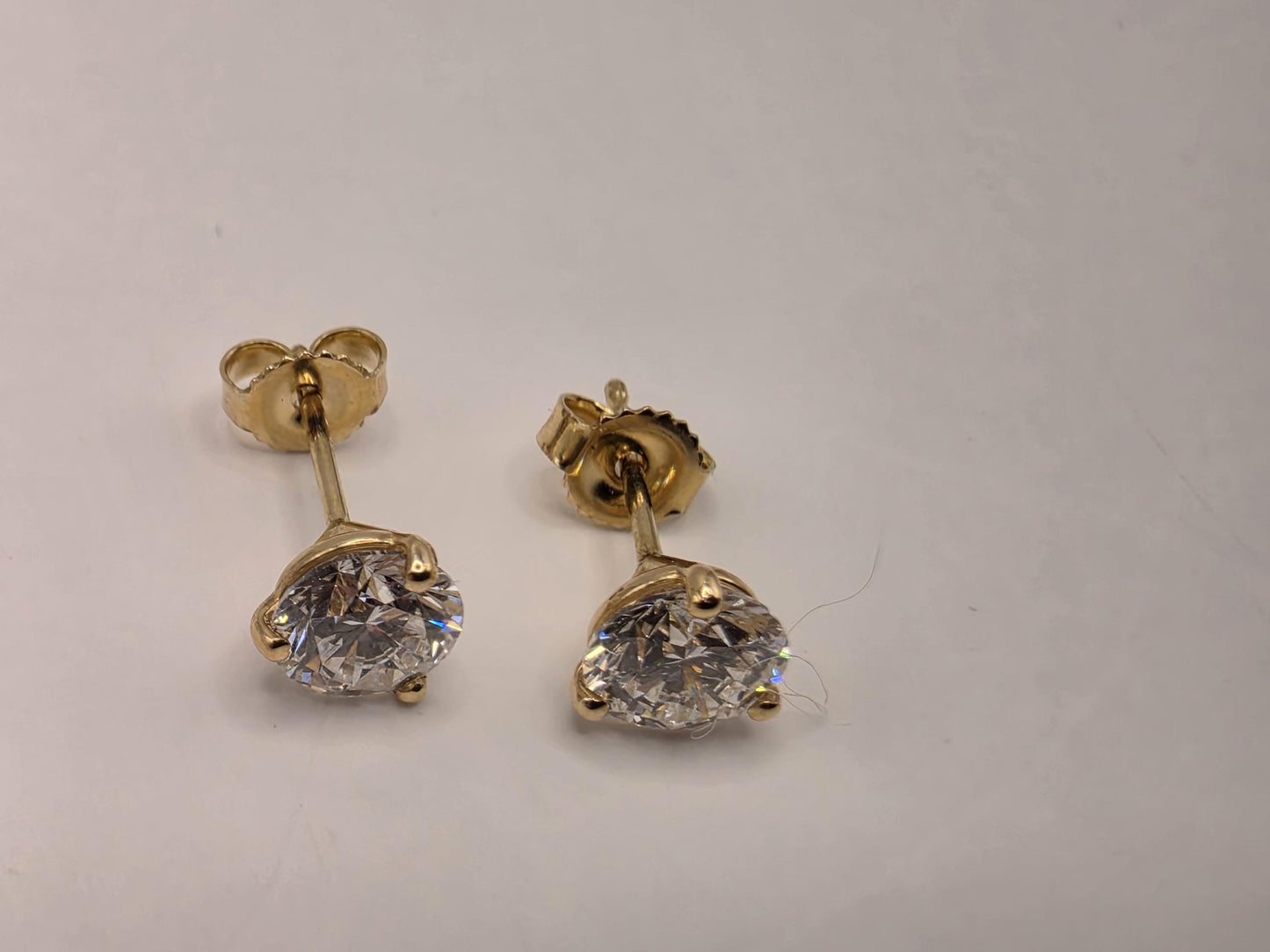 14K Yellow Gold CZ Solitaire Stud Earrings 0.25 Inch 1g Cubic Zirconia Solid Gold Fine Jewelry Gift for Her