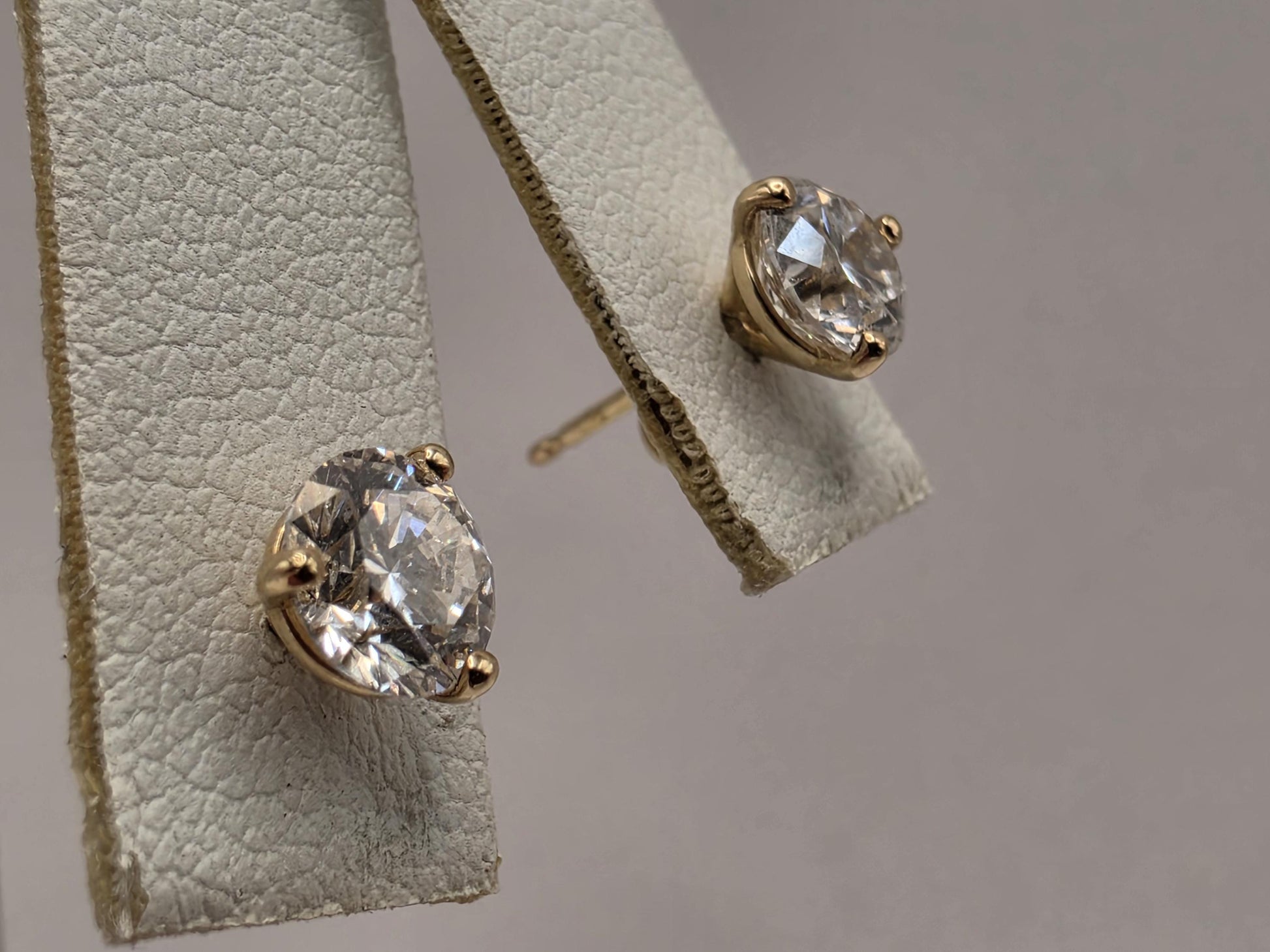 14K Yellow Gold CZ Solitaire Stud Earrings 0.25 Inch 1g Cubic Zirconia Solid Gold Fine Jewelry Gift for Her