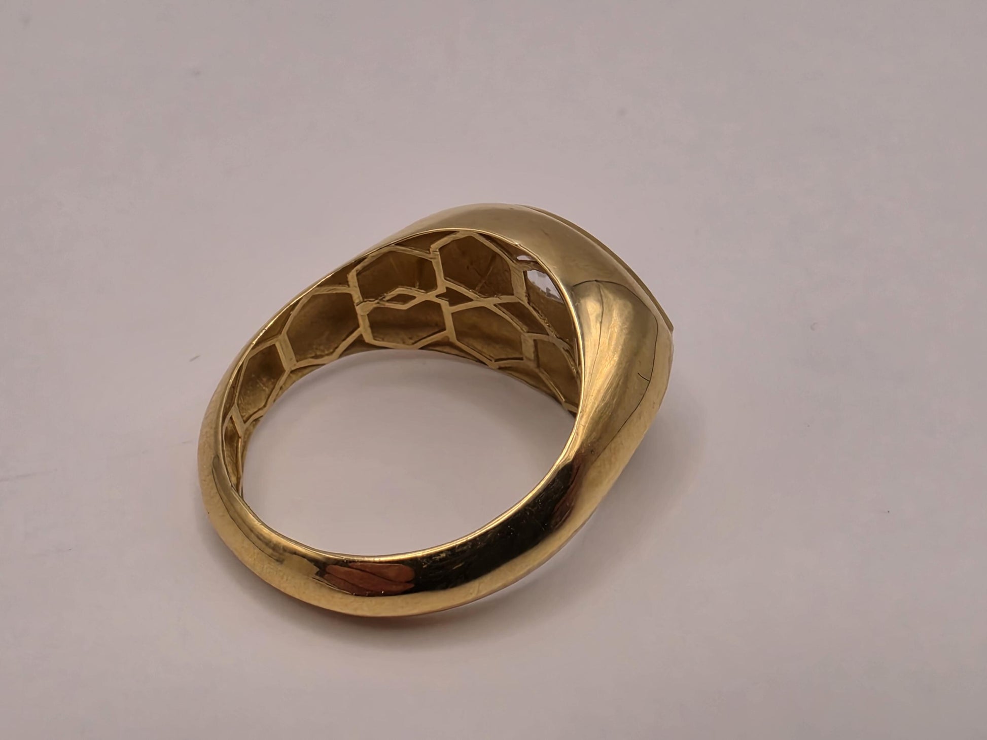 18K Yellow Gold CZ Enamel Evil Eye Ring Size 7 3.2g Cubic Zirconia Solid Gold Protection Amulet Fine Jewelry
