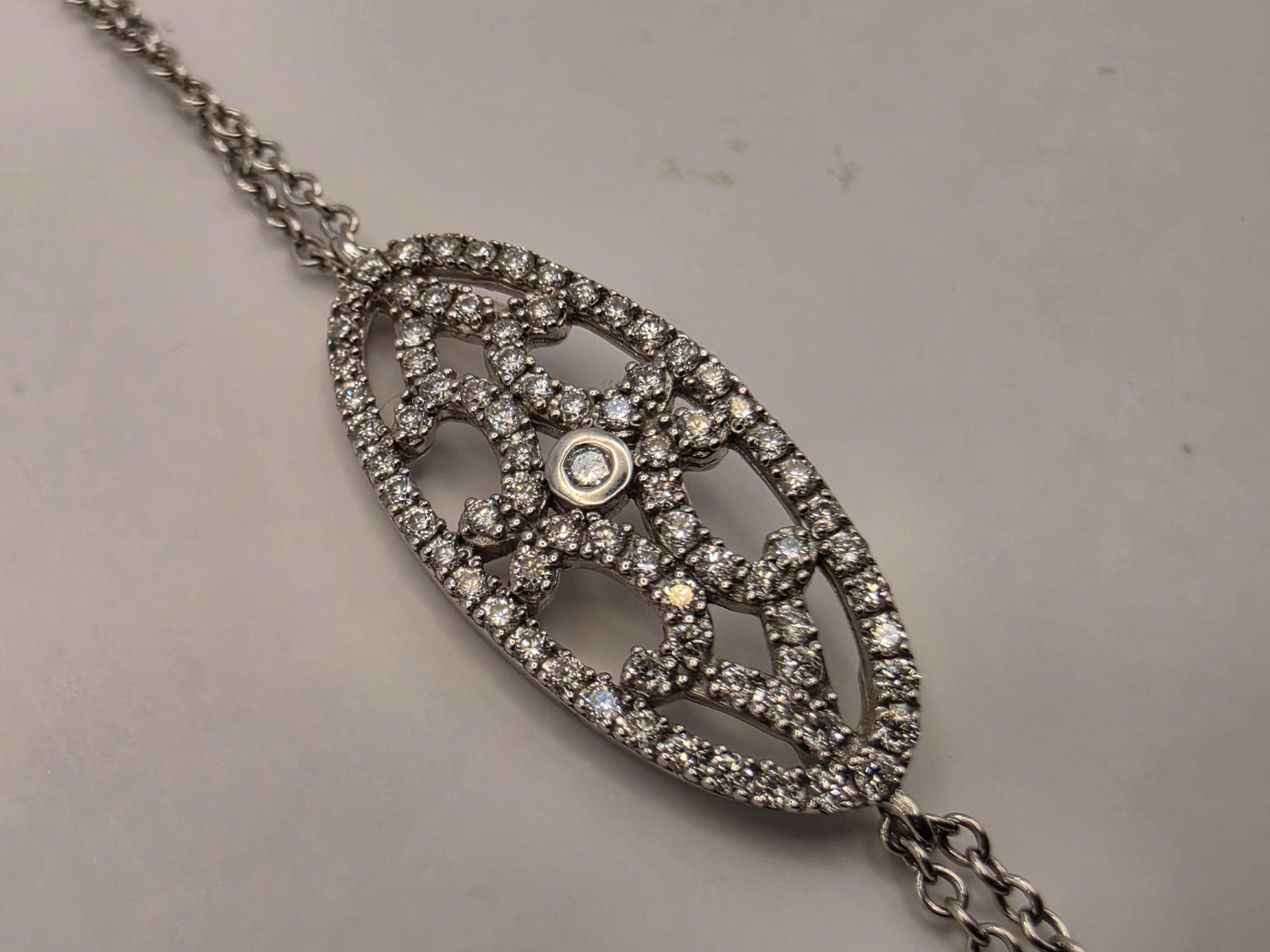 14K White Gold 0.25 CT Natural Diamond Filigree Bracelet 7 Inch 2.1g Solid Gold Fine Jewelry Gift for Her