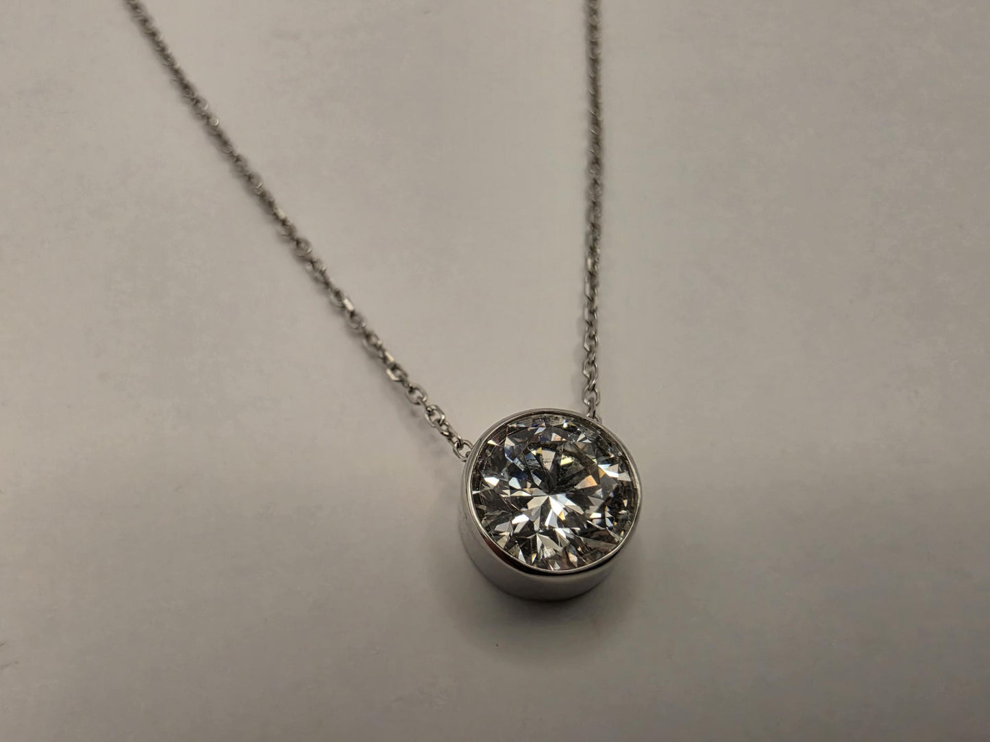 14K White Gold 1.1 CT Lab Diamond Solitaire Necklace 18 Inch 1.8g Solid Gold Fine Jewelry Gift for Her