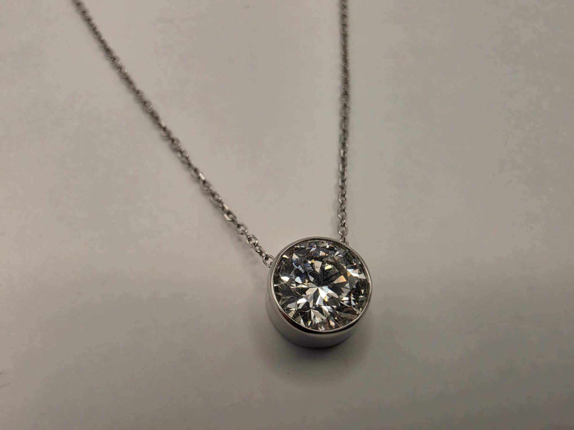 14K White Gold 1.1 CT Lab Diamond Solitaire Necklace 18 Inch 1.8g Solid Gold Fine Jewelry Gift for Her