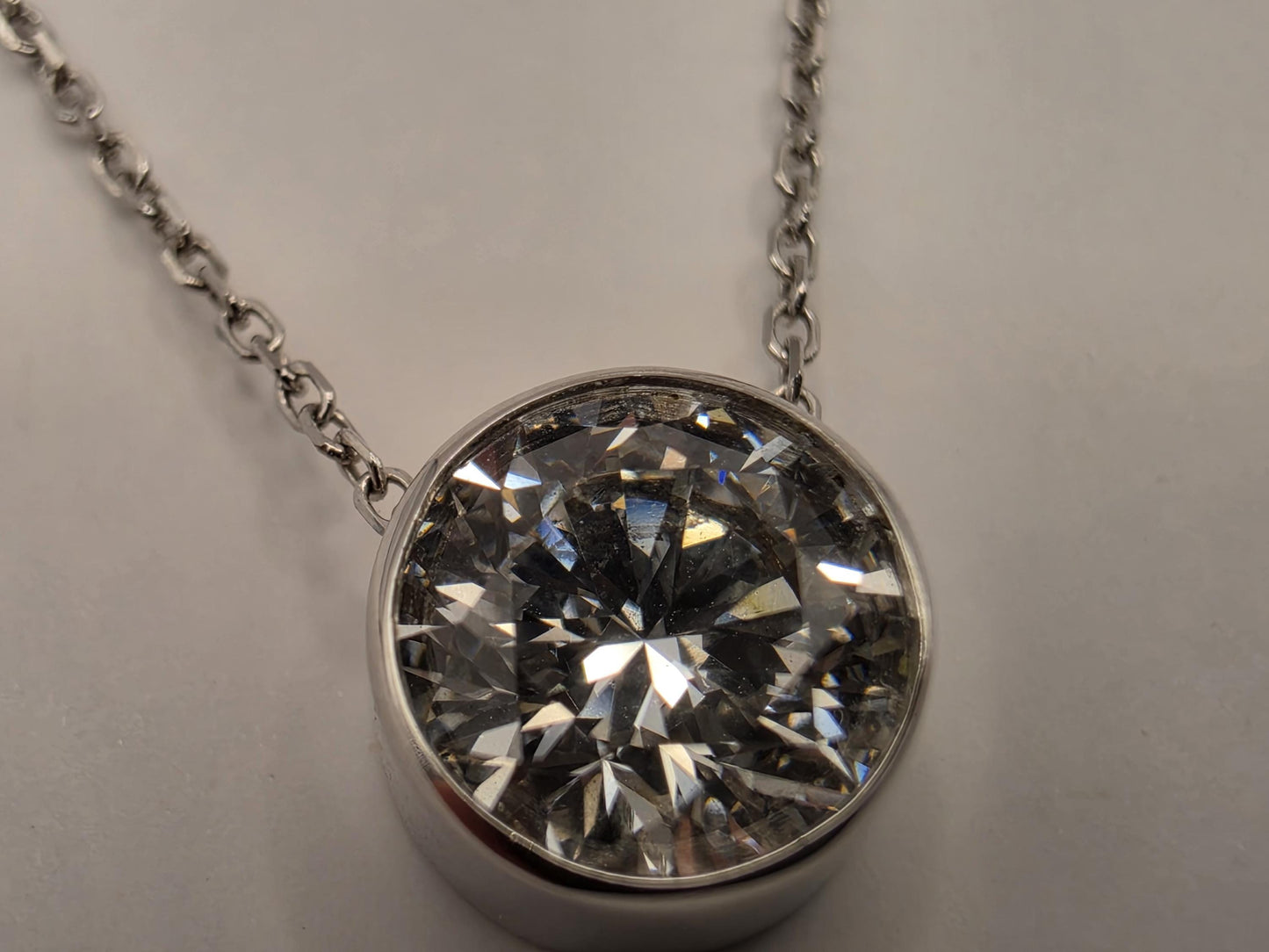 14K White Gold 1.1 CT Lab Diamond Solitaire Necklace 18 Inch 1.8g Solid Gold Fine Jewelry Gift for Her