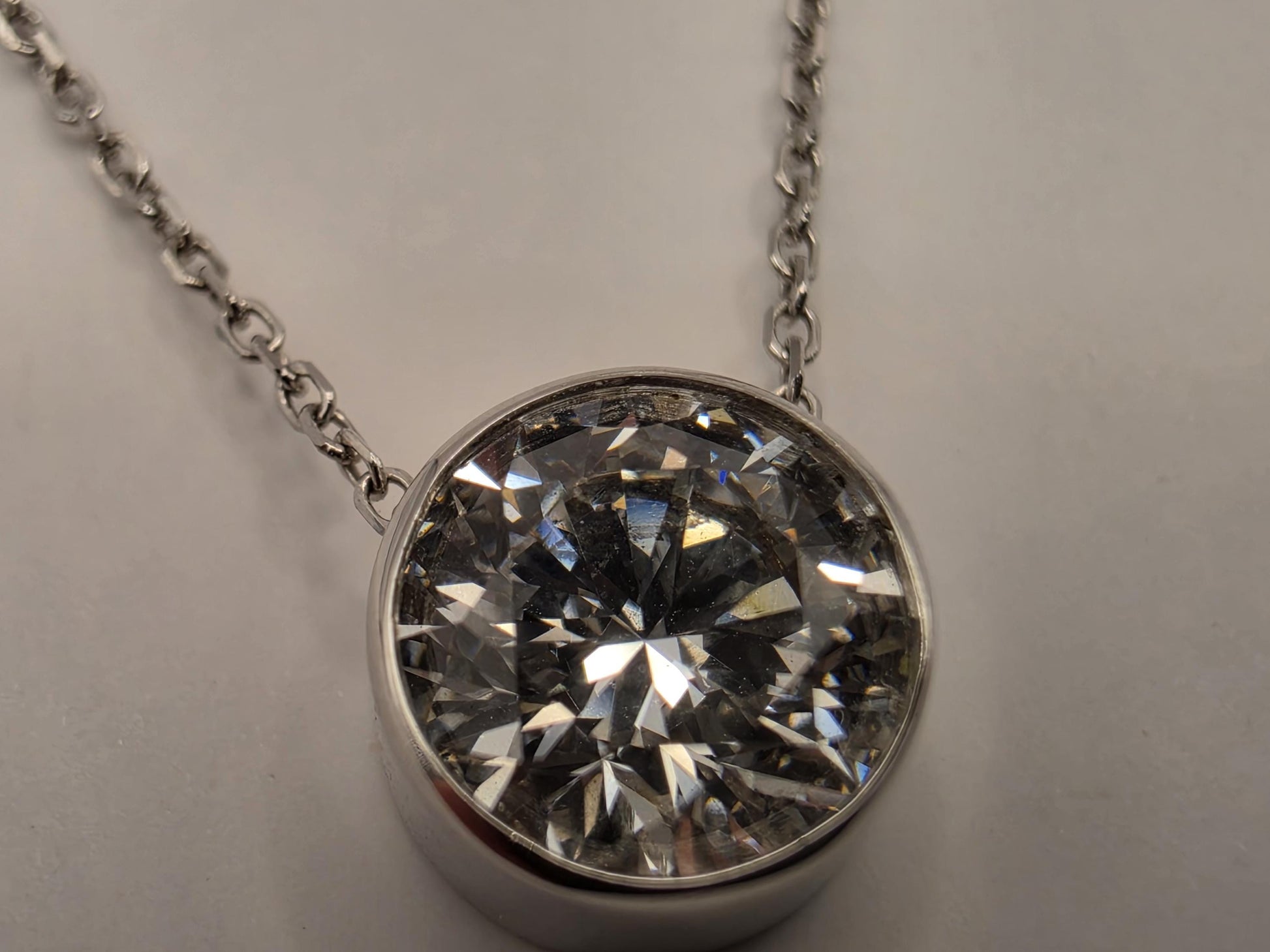 14K White Gold 1.1 CT Lab Diamond Solitaire Necklace 18 Inch 1.8g Solid Gold Fine Jewelry Gift for Her