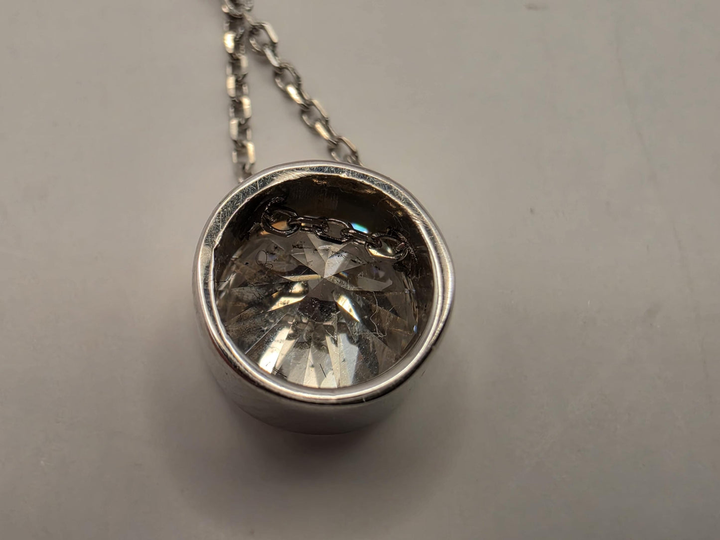 14K White Gold 1.1 CT Lab Diamond Solitaire Necklace 18 Inch 1.8g Solid Gold Fine Jewelry Gift for Her