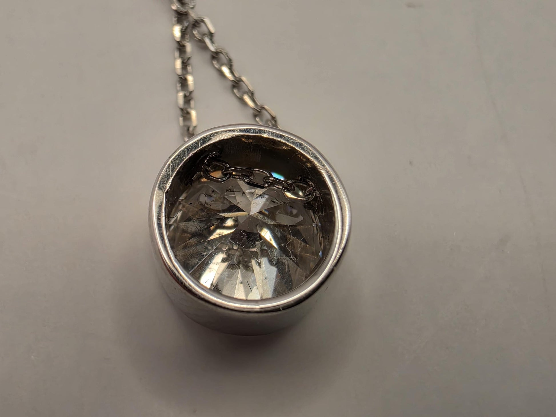 14K White Gold 1.1 CT Lab Diamond Solitaire Necklace 18 Inch 1.8g Solid Gold Fine Jewelry Gift for Her