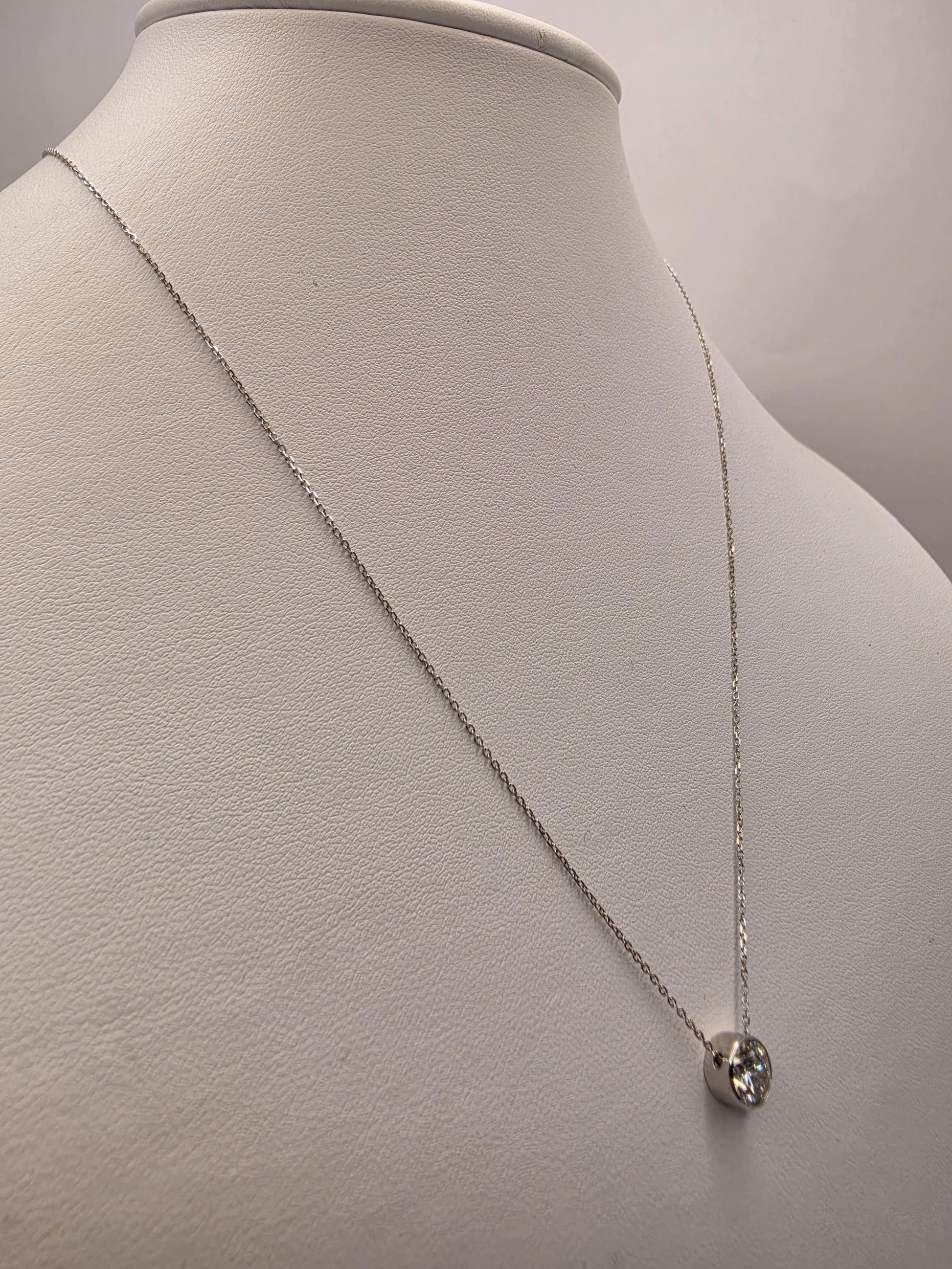 14K White Gold 1.1 CT Lab Diamond Solitaire Necklace 18 Inch 1.8g Solid Gold Fine Jewelry Gift for Her