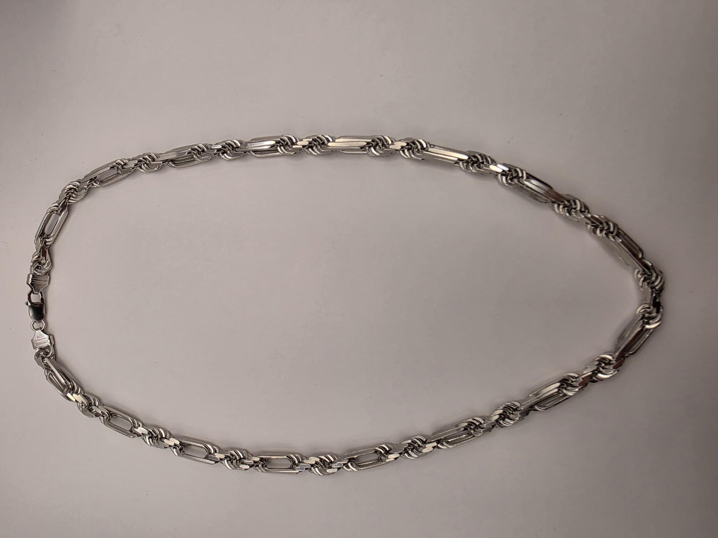 Heavy Sterling Silver Byzantine Bar Link Chain Necklace 24 Inch 7.4mm 96.2 Grams Mens Unisex Statement Jewelry
