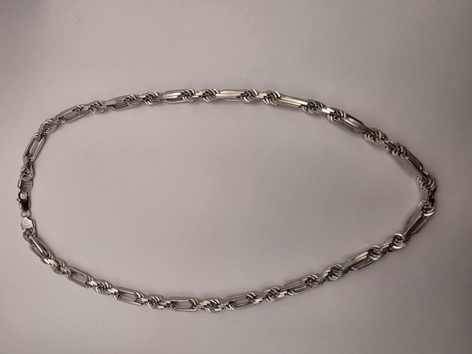 Heavy Sterling Silver Byzantine Bar Link Chain Necklace 24 Inch 7.4mm 96.2 Grams Mens Unisex Statement Jewelry