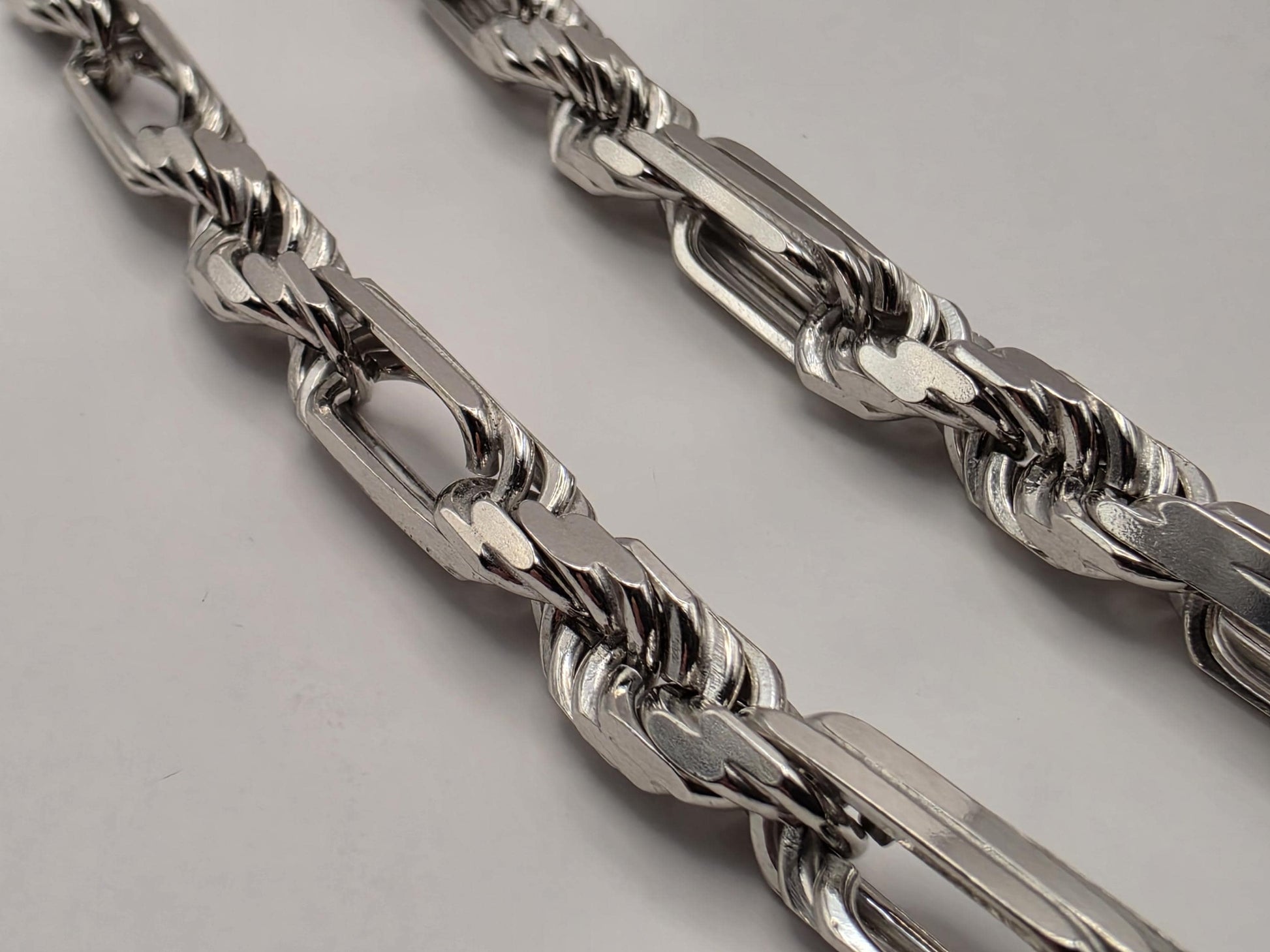 Heavy Sterling Silver Byzantine Bar Link Chain Necklace 24 Inch 7.4mm 96.2 Grams Mens Unisex Statement Jewelry