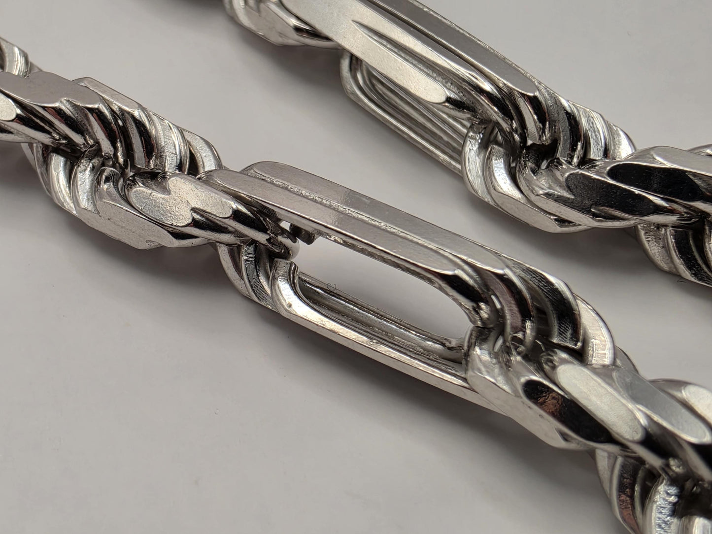 Heavy Sterling Silver Byzantine Bar Link Chain Necklace 24 Inch 7.4mm 96.2 Grams Mens Unisex Statement Jewelry
