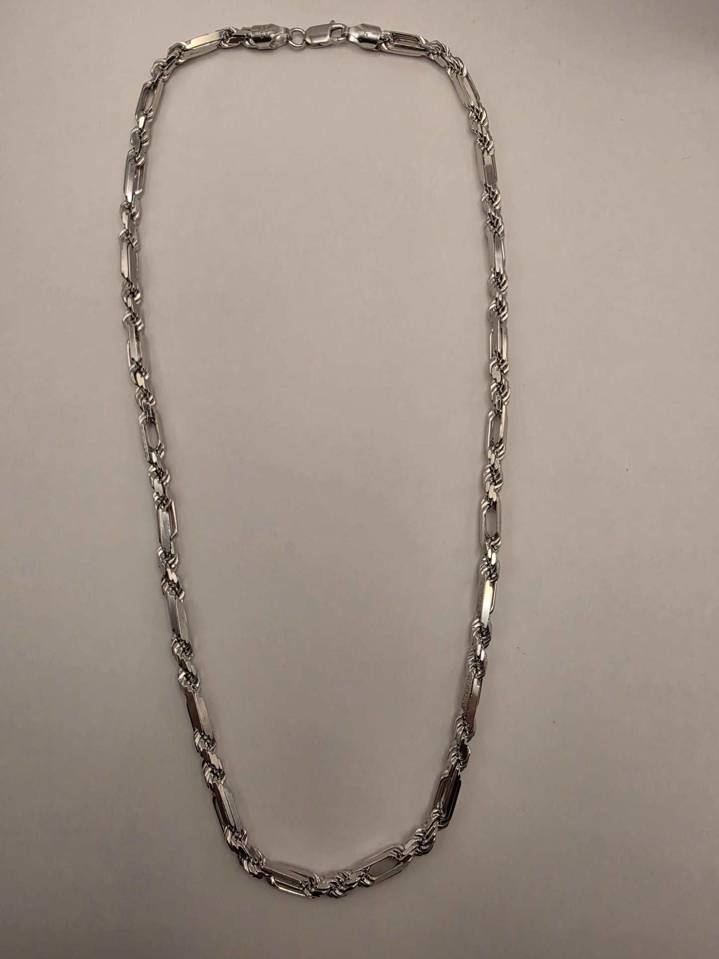Sterling Silver Byzantine Bar Link Chain Necklace 22 Inch 5.15mm 45.6 Grams Mens Unisex Statement Jewelry