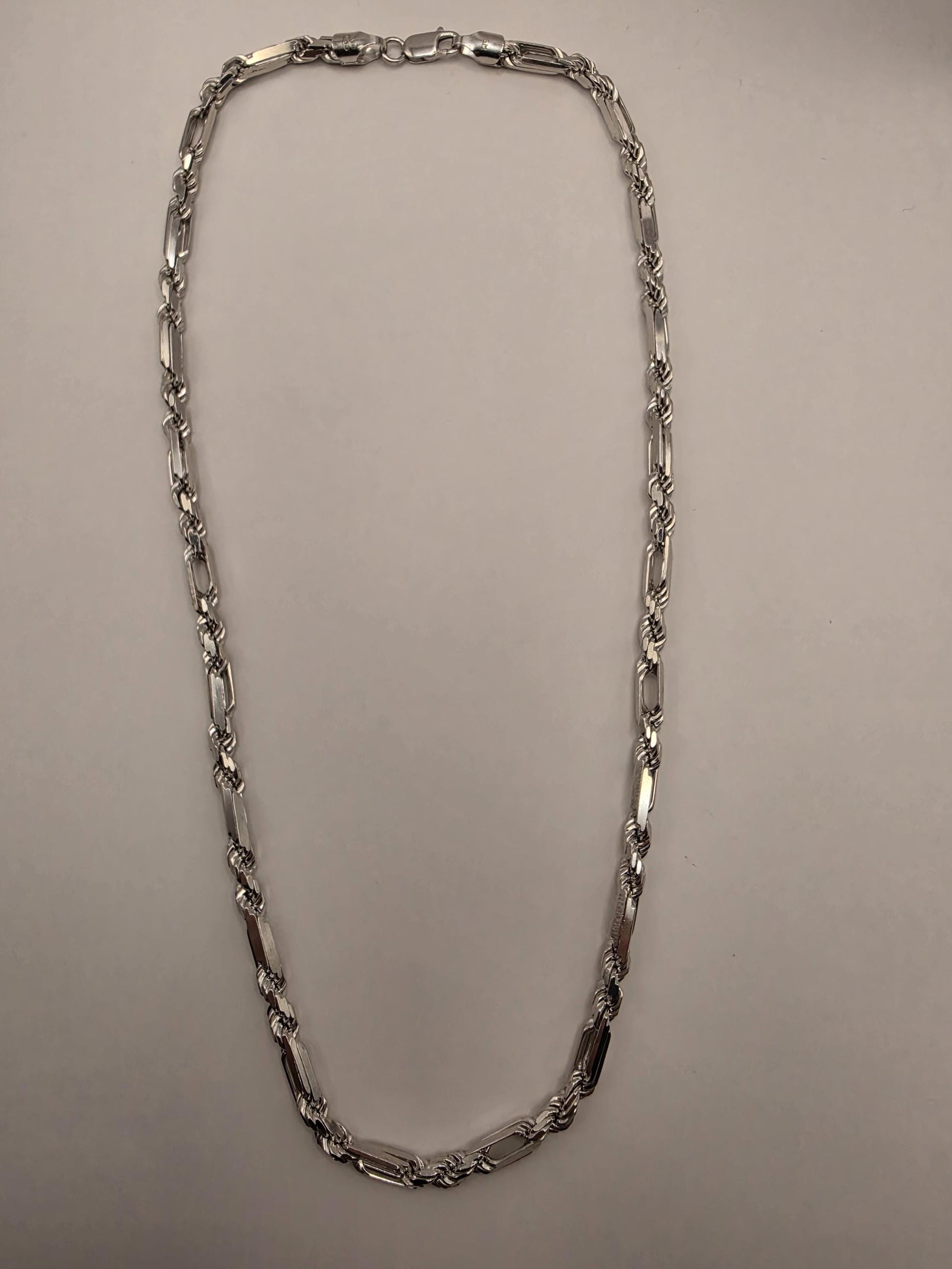 Sterling Silver Byzantine Bar Link Chain Necklace 22 Inch 5.15mm 45.6 Grams Mens Unisex Statement Jewelry