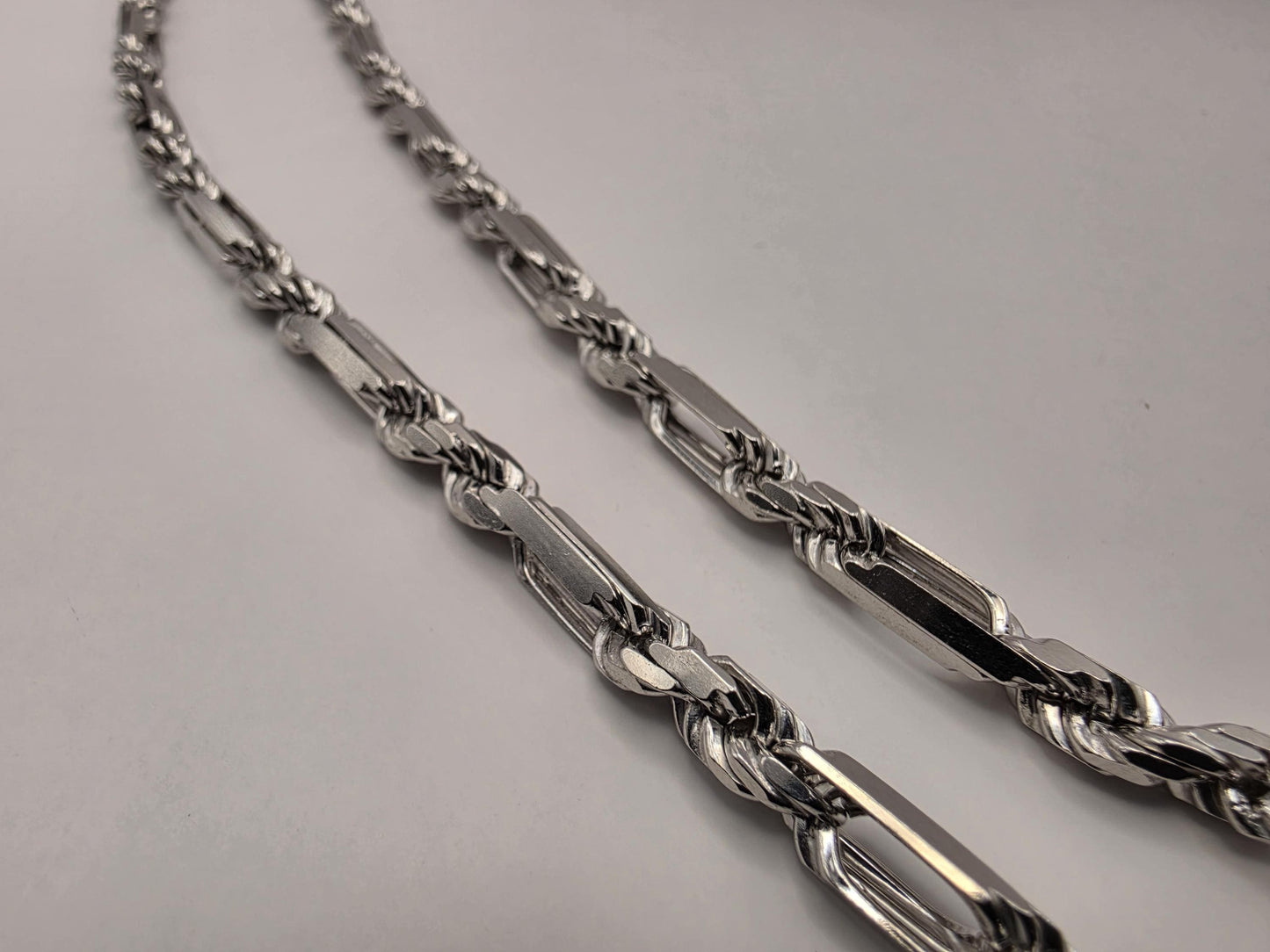 Sterling Silver Byzantine Bar Link Chain Necklace 22 Inch 5.15mm 45.6 Grams Mens Unisex Statement Jewelry