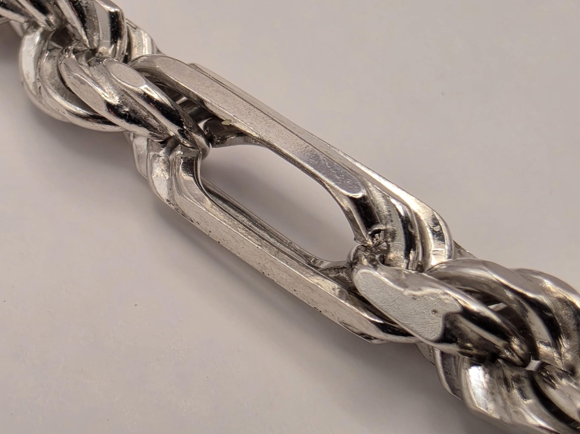 Sterling Silver Byzantine Bar Link Chain Necklace 22 Inch 5.15mm 45.6 Grams Mens Unisex Statement Jewelry