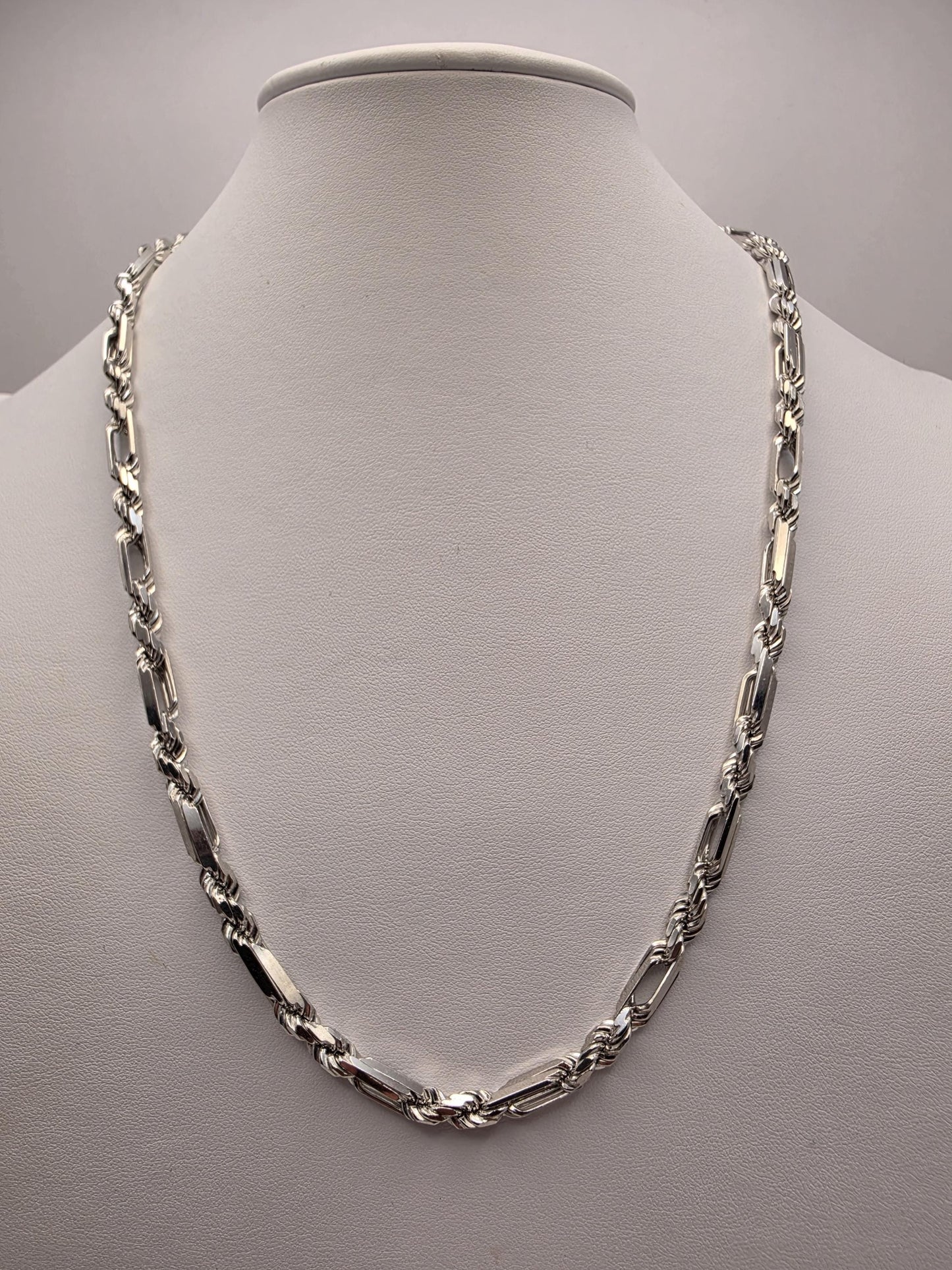 Sterling Silver Byzantine Bar Link Chain Necklace 22 Inch 5.15mm 45.6 Grams Mens Unisex Statement Jewelry