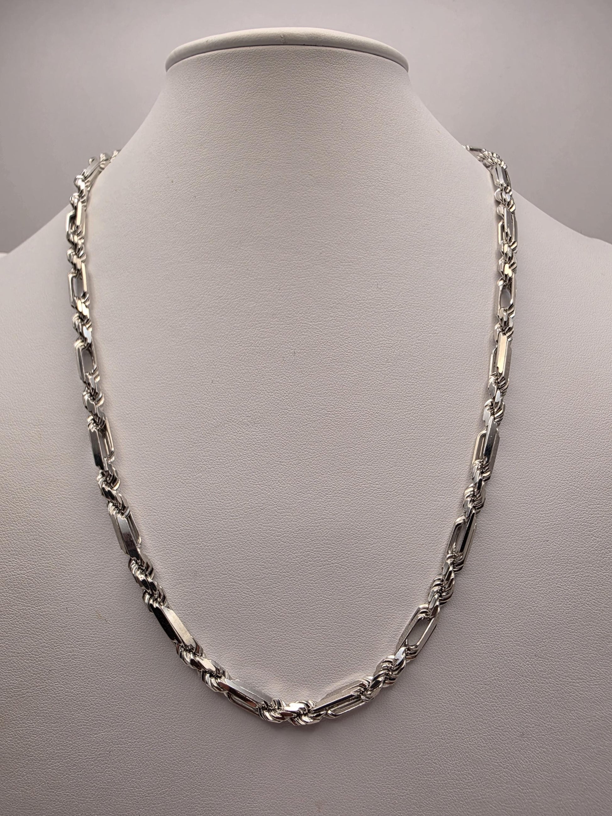 Sterling Silver Byzantine Bar Link Chain Necklace 22 Inch 5.15mm 45.6 Grams Mens Unisex Statement Jewelry