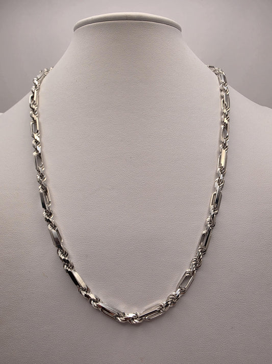 Sterling Silver Byzantine Bar Link Chain Necklace 22 Inch 5.15mm 45.6 Grams Mens Unisex Statement Jewelry