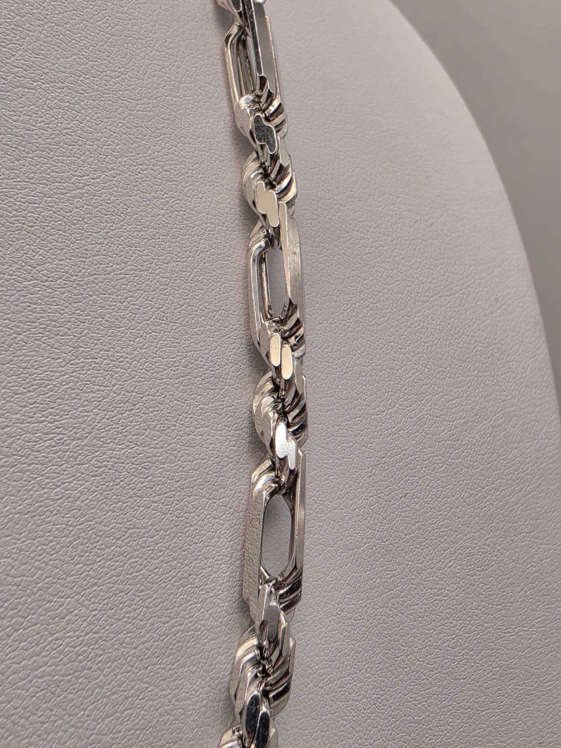 Sterling Silver Byzantine Bar Link Chain Necklace 22 Inch 5.15mm 45.6 Grams Mens Unisex Statement Jewelry