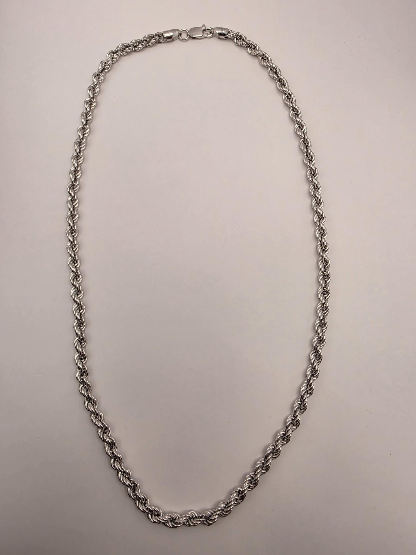 Sterling Silver Rope Chain Necklace 22 Inch 5.3mm 20.3 Grams Twisted Mens Unisex Jewelry