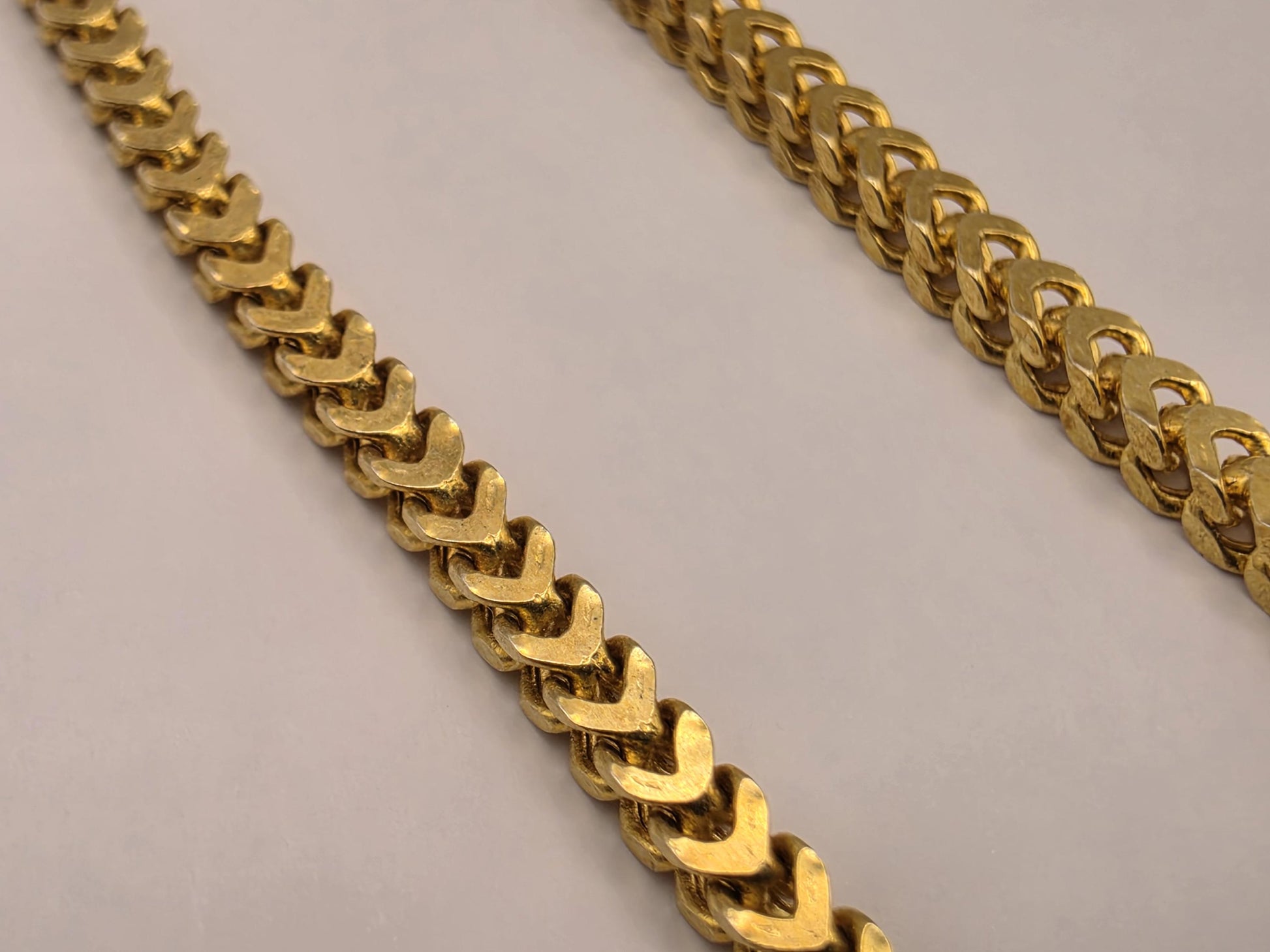 Gold Plated Sterling Silver Franco Chain Necklace 18 Inch 2.5mm 7.5 Grams Unisex Jewelry