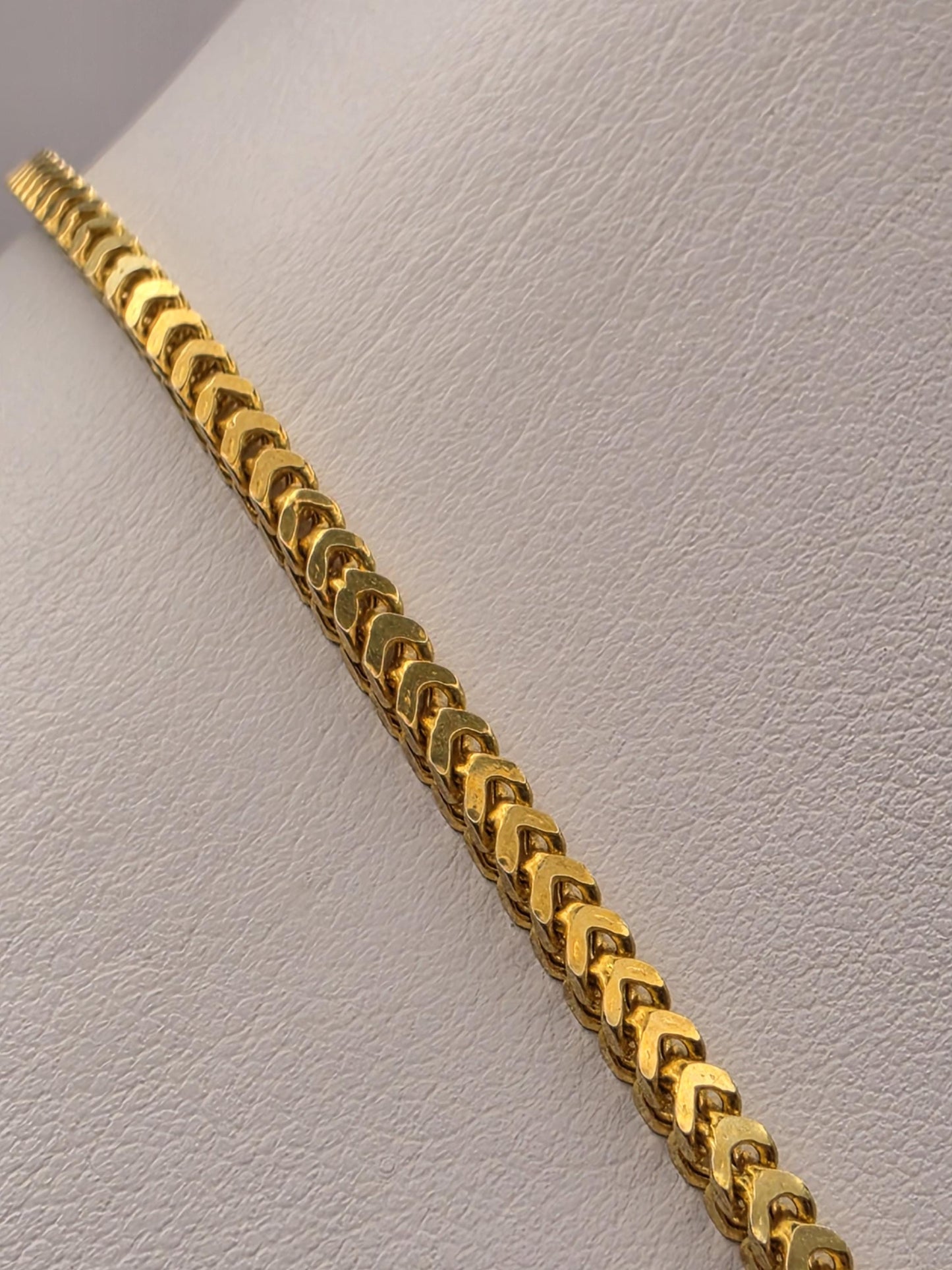 Gold Plated Sterling Silver Franco Chain Necklace 18 Inch 2.5mm 7.5 Grams Unisex Jewelry