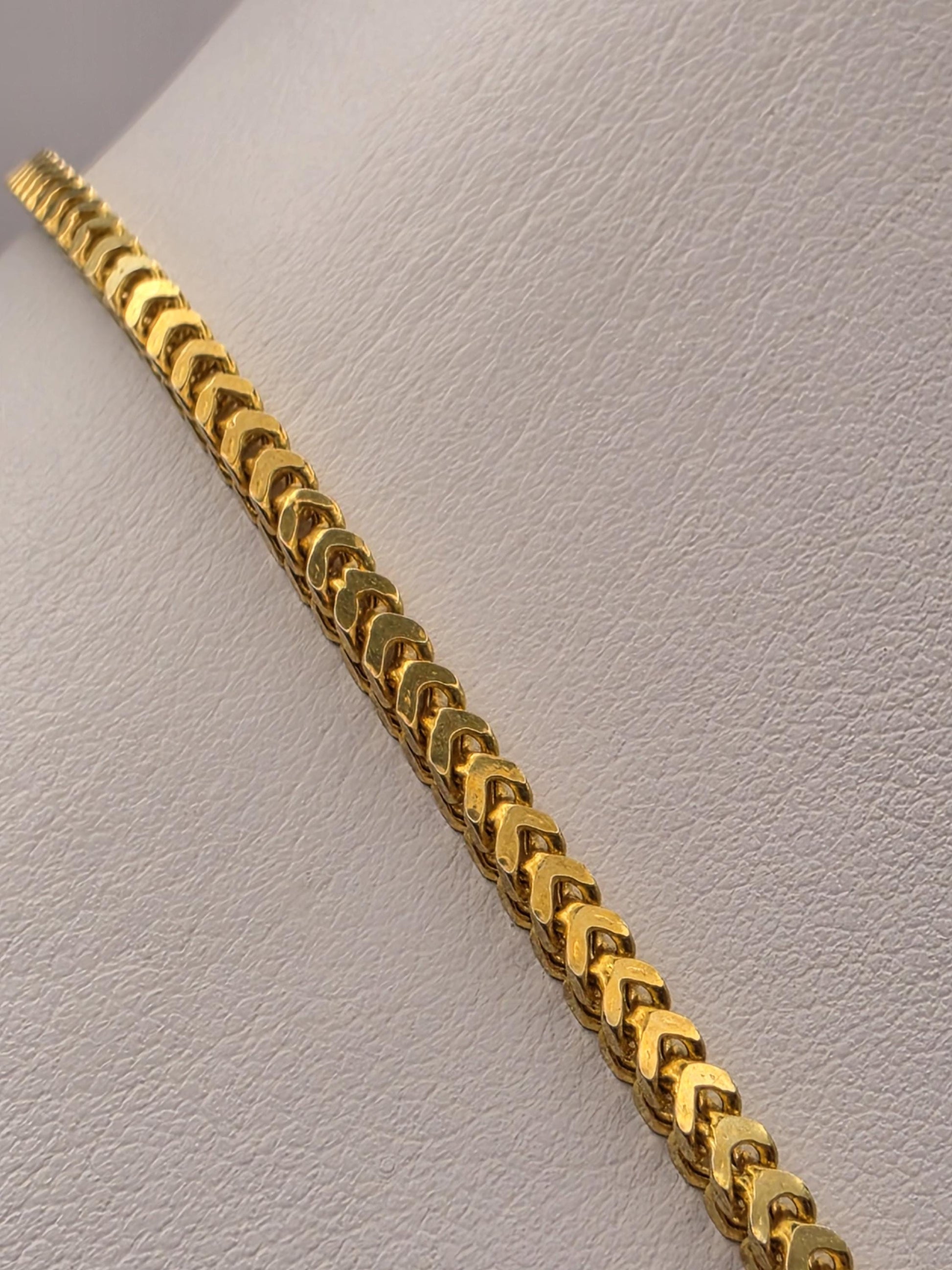 Gold Plated Sterling Silver Franco Chain Necklace 18 Inch 2.5mm 7.5 Grams Unisex Jewelry