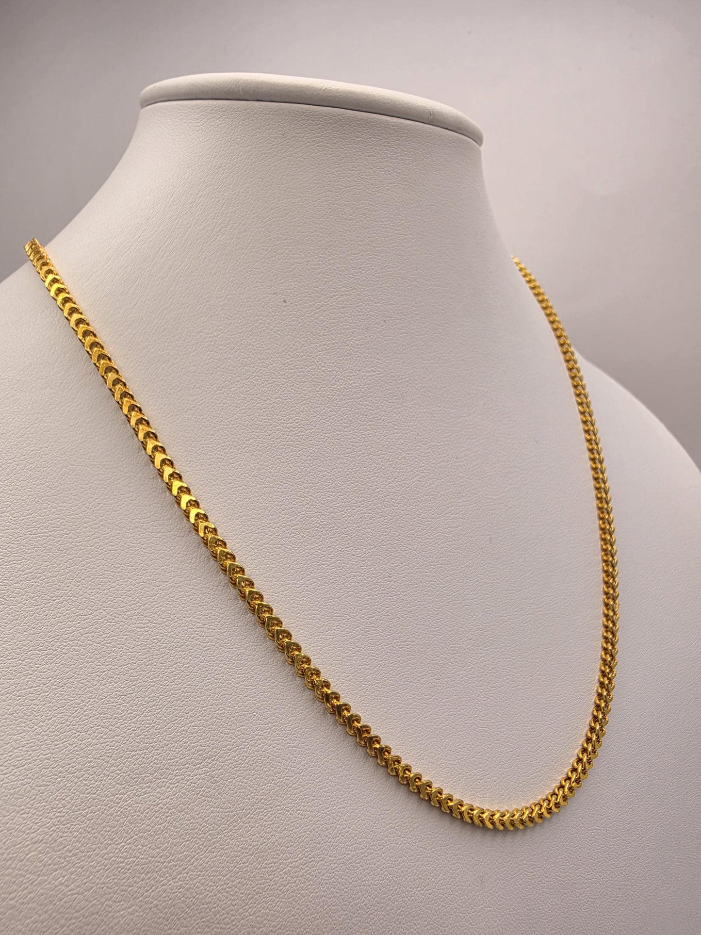 Gold Plated Sterling Silver Franco Chain Necklace 20 Inch 2.88mm 9.4 Grams Unisex Jewelry