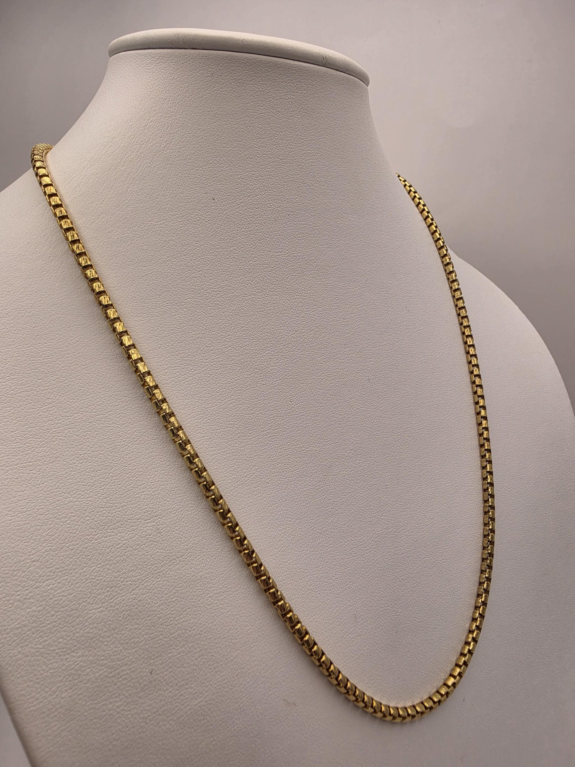 Gold Plated Sterling Silver Box Chain 22" 3.2mm 26g