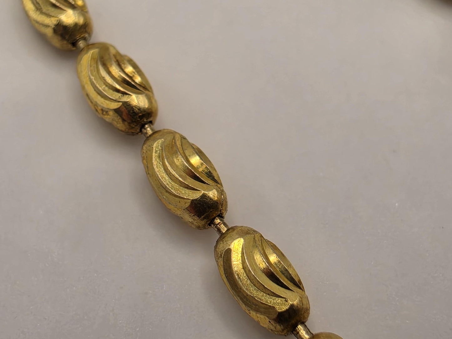 Gold Plated Sterling Silver Textured Oval Link Necklace 20 Inch 2.2mm 6.9 Grams Unisex Jewelry