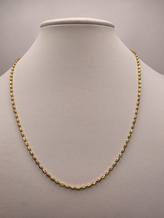 Gold Plated Sterling Silver Textured Oval Link Necklace 20 Inch 2.2mm 6.9 Grams Unisex Jewelry