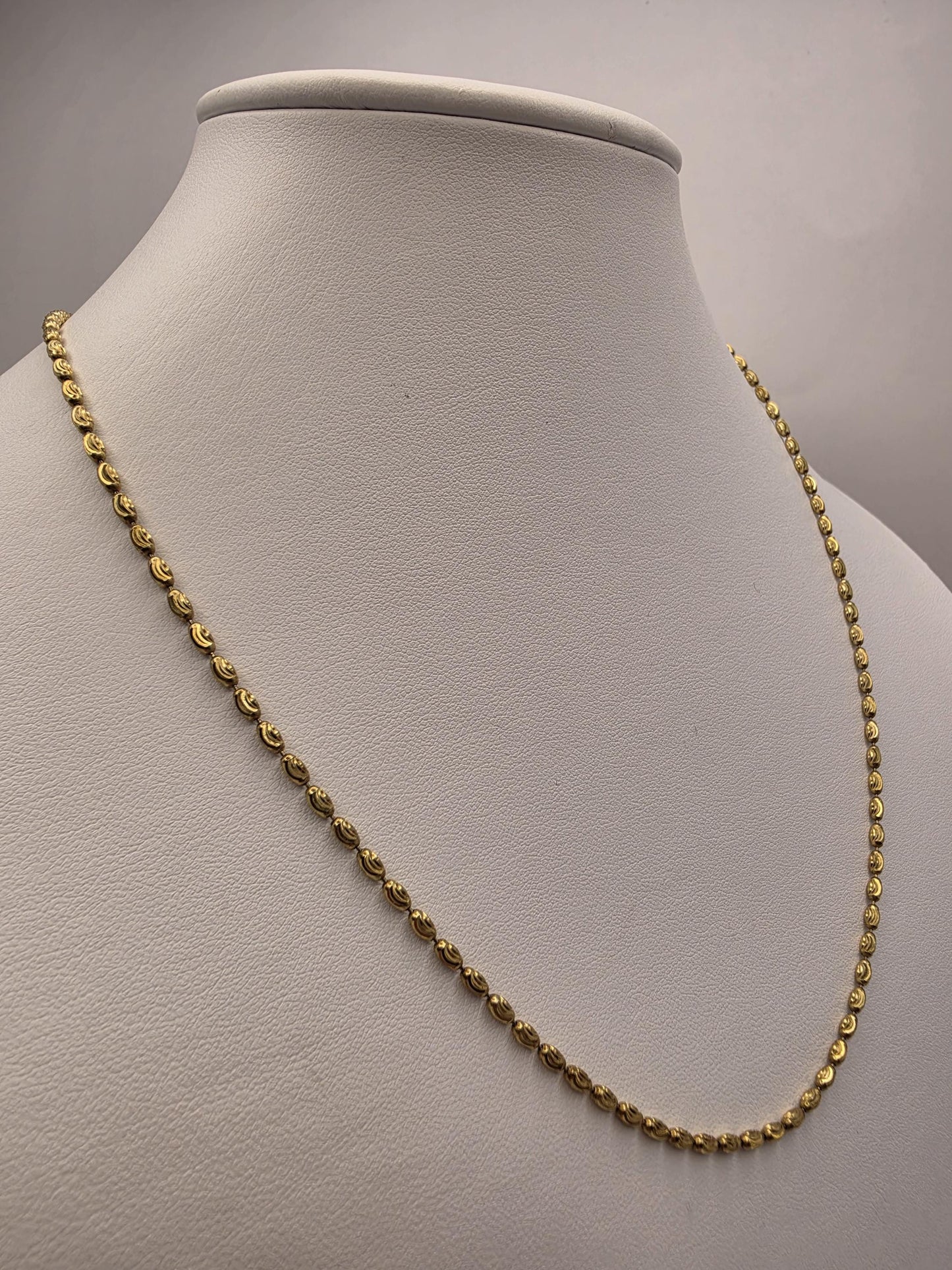 Gold Plated Sterling Silver Textured Oval Link Necklace 20 Inch 2.2mm 6.9 Grams Unisex Jewelry