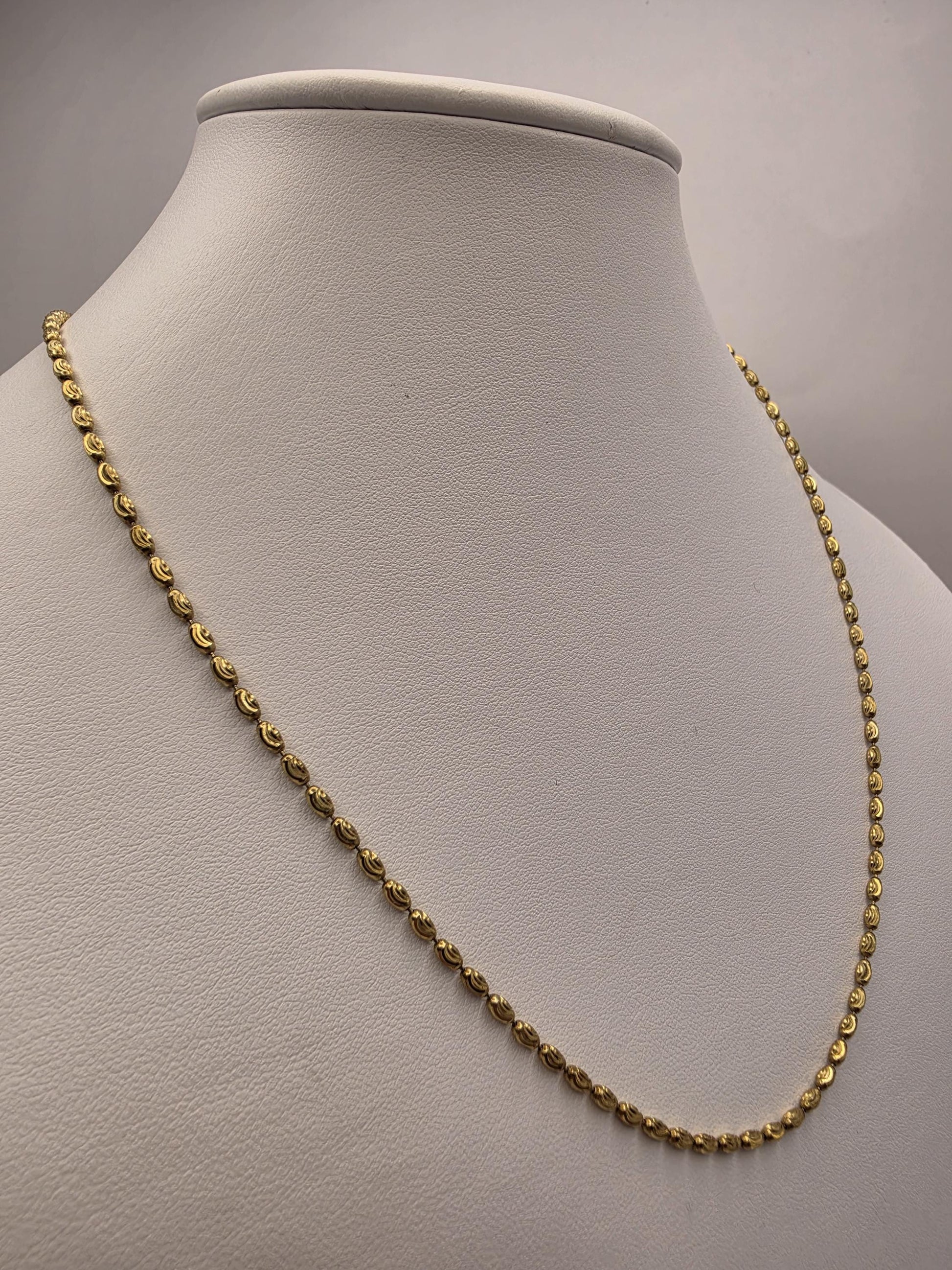 Gold Plated Sterling Silver Textured Oval Link Necklace 20 Inch 2.2mm 6.9 Grams Unisex Jewelry