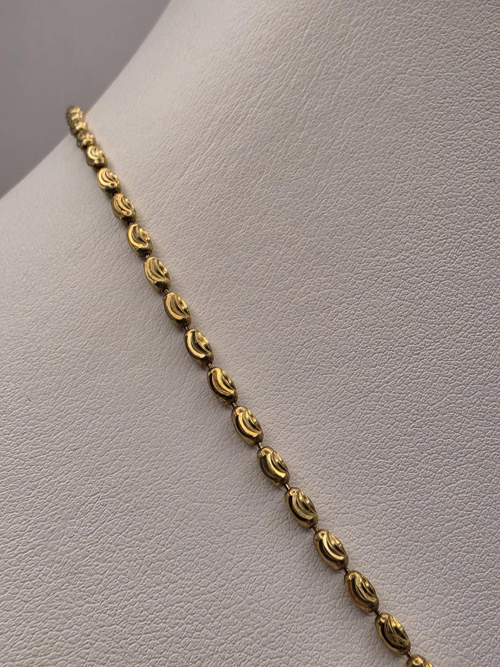 Gold Plated Sterling Silver Textured Oval Link Necklace 20 Inch 2.2mm 6.9 Grams Unisex Jewelry