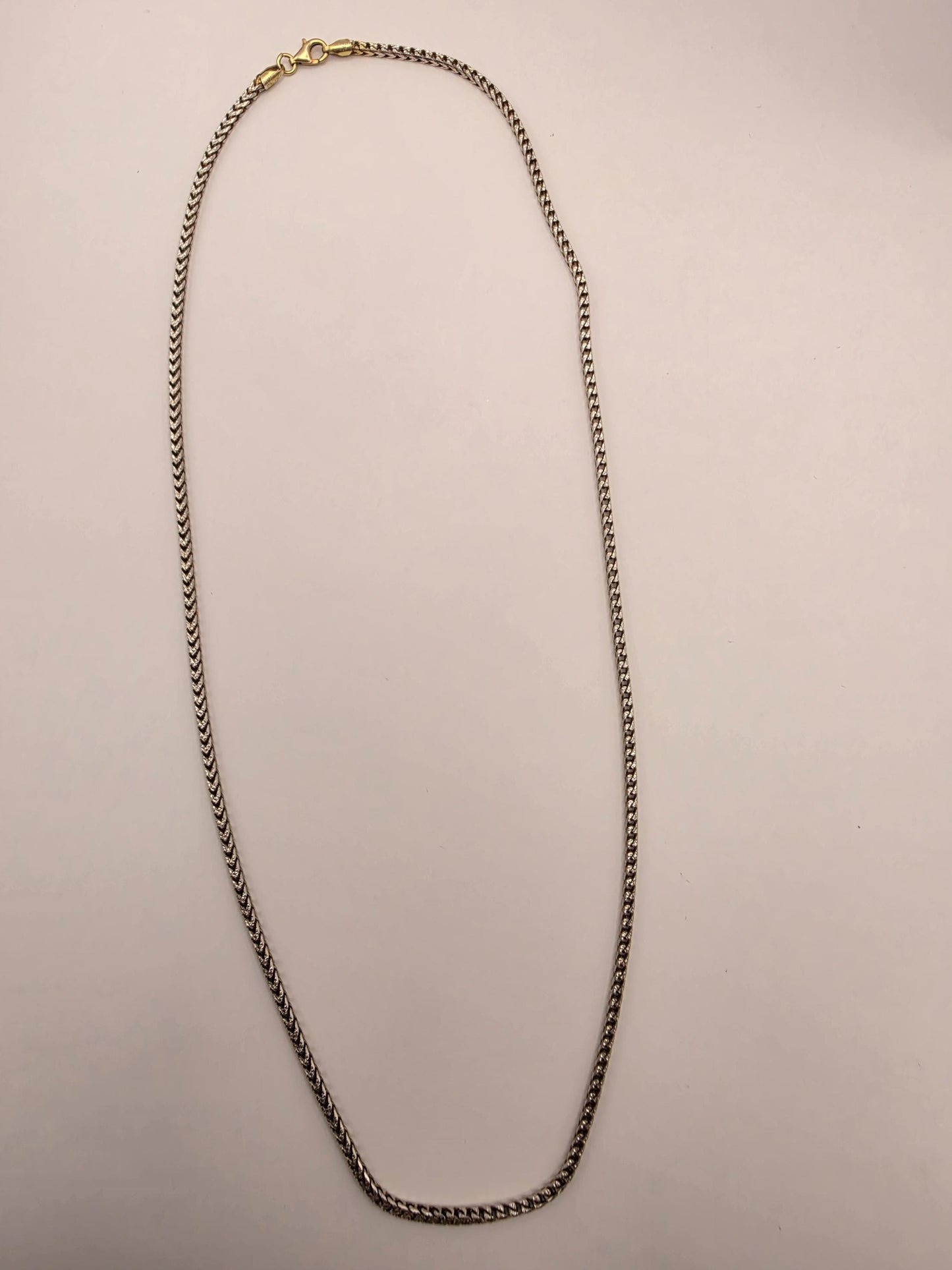 Two Tone Gold Plated Sterling Silver Franco Chain Necklace 22 Inch 2.3mm 14.4 Grams Unisex Jewelry
