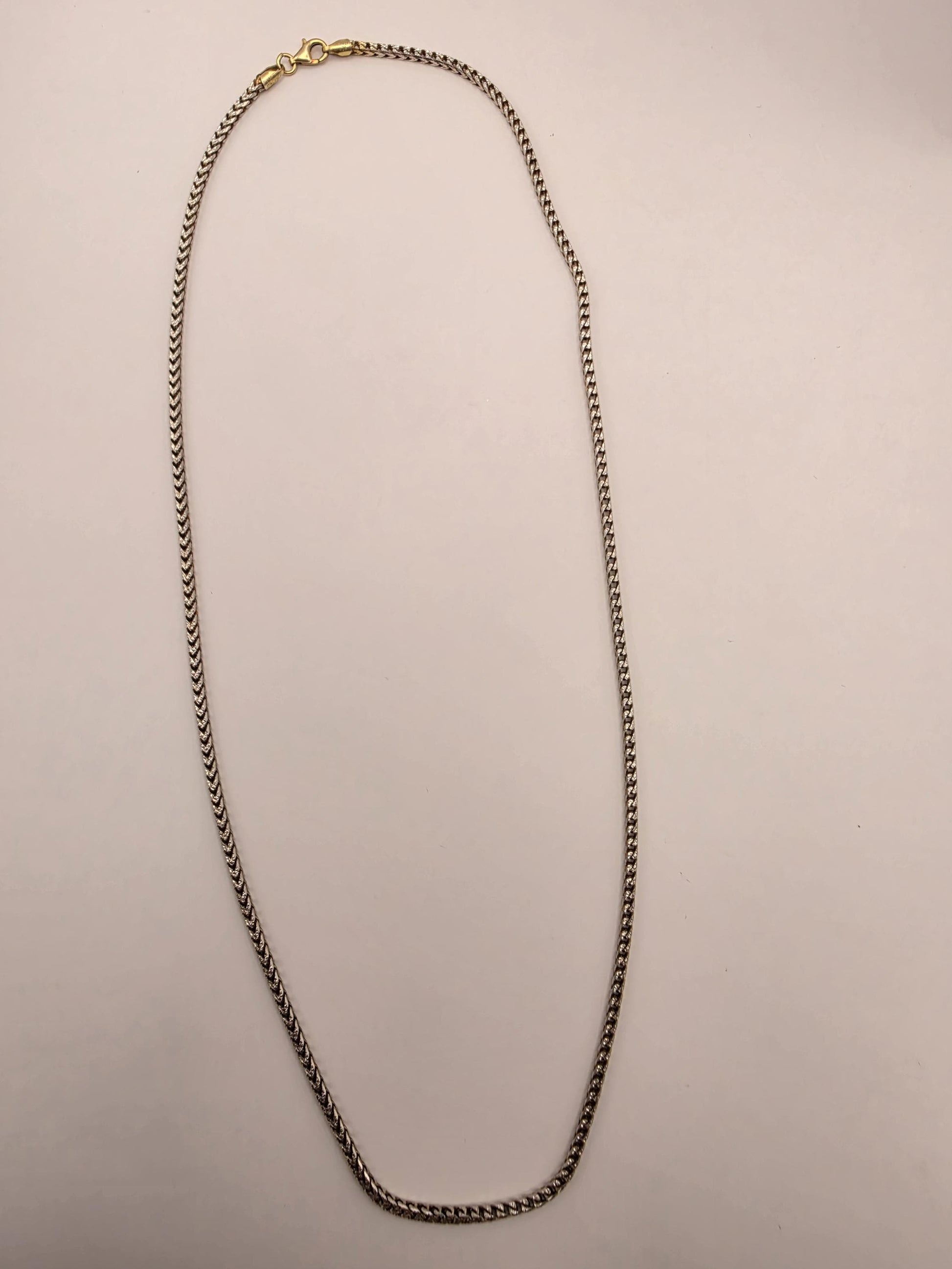 Two Tone Gold Plated Sterling Silver Franco Chain Necklace 22 Inch 2.3mm 14.4 Grams Unisex Jewelry