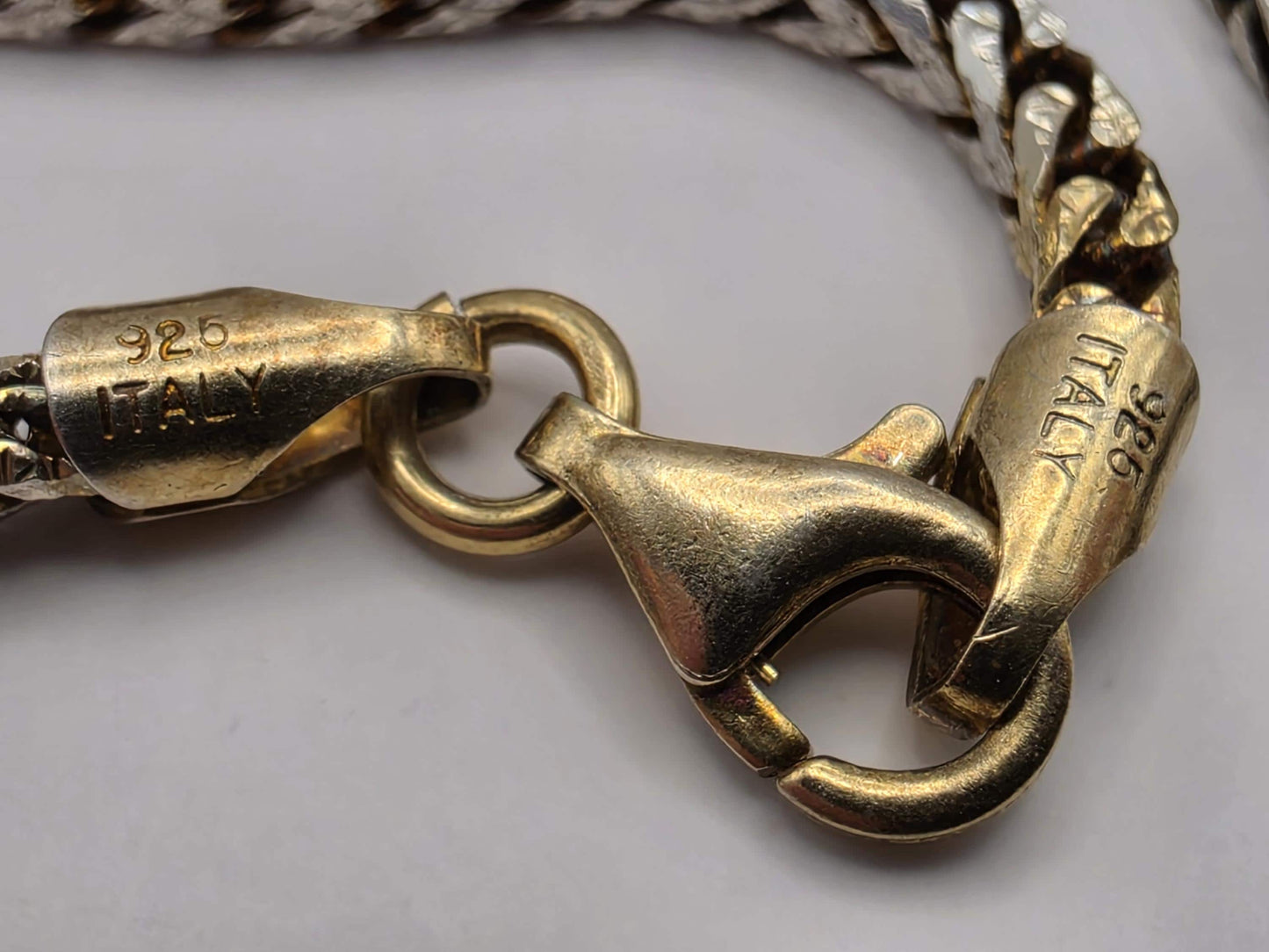 Two Tone Gold Plated Sterling Silver Franco Chain Necklace 22 Inch 2.3mm 14.4 Grams Unisex Jewelry