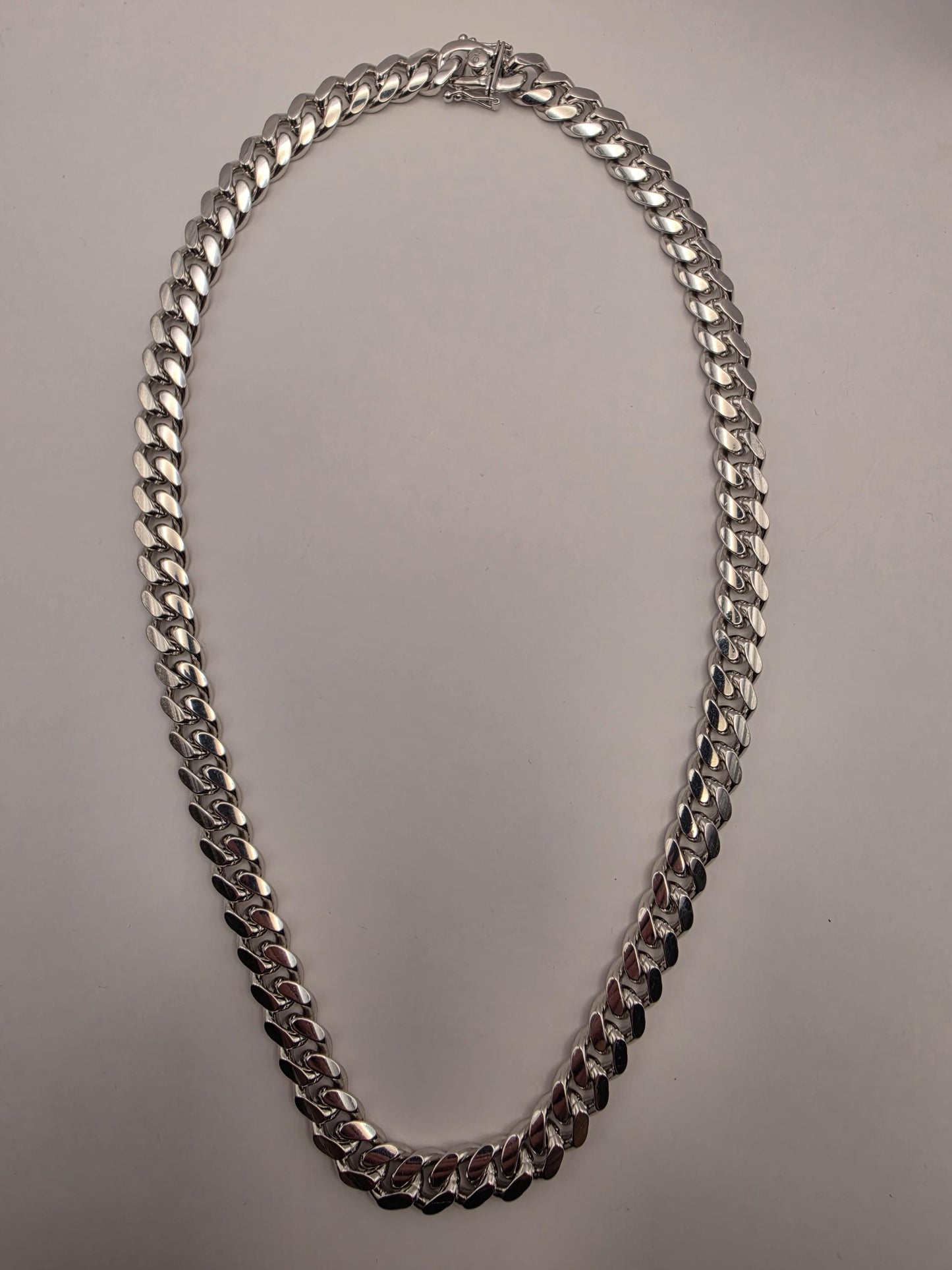Heavy Sterling Silver Cuban Link Chain 20 Inch 9.63mm Mens 104.2 Grams Solid Curb Necklace Box Clasp Statement Jewelry