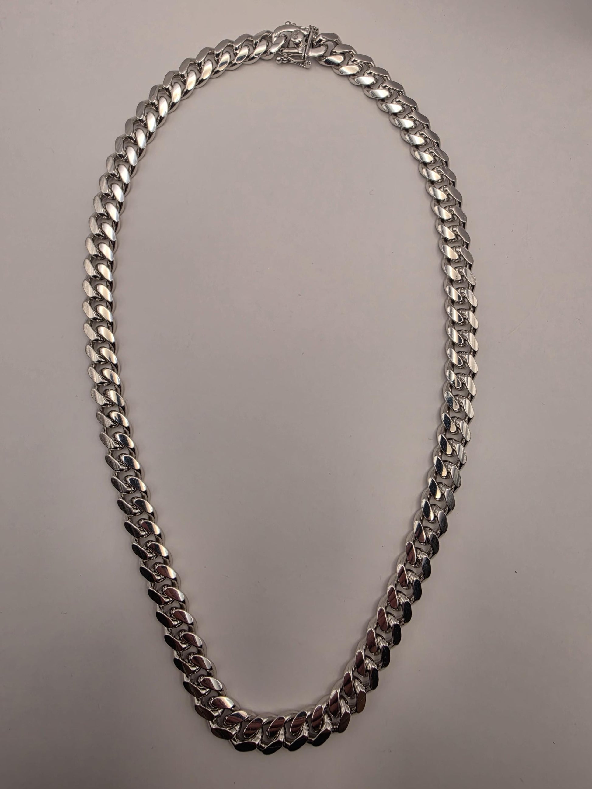 Heavy Sterling Silver Cuban Link Chain 20 Inch 9.63mm Mens 104.2 Grams Solid Curb Necklace Box Clasp Statement Jewelry