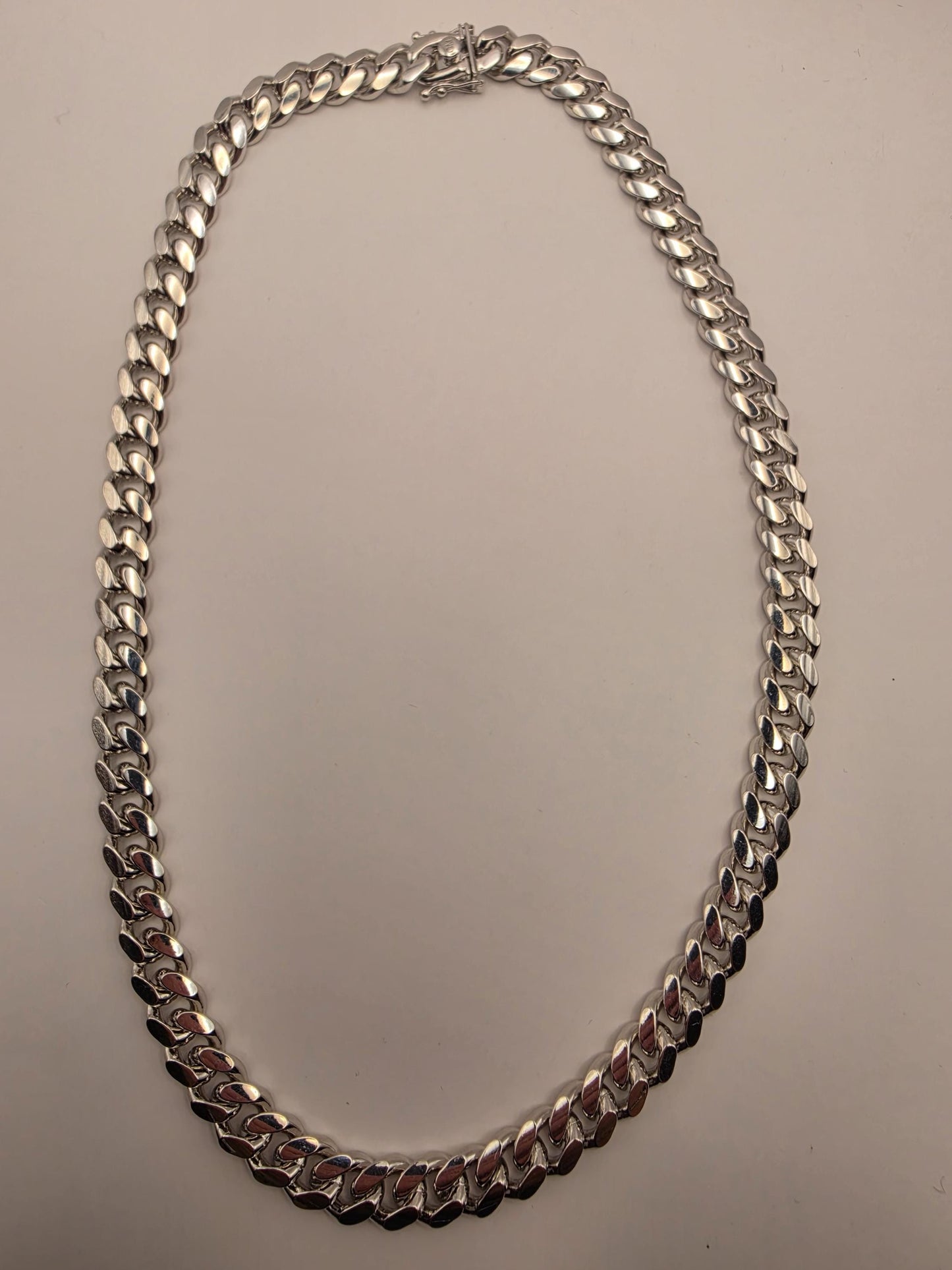 Heavy Sterling Silver Cuban Link Chain 20 Inch 9.43mm Mens 105.6 Grams Solid Curb Necklace Box Clasp Statement Jewelry