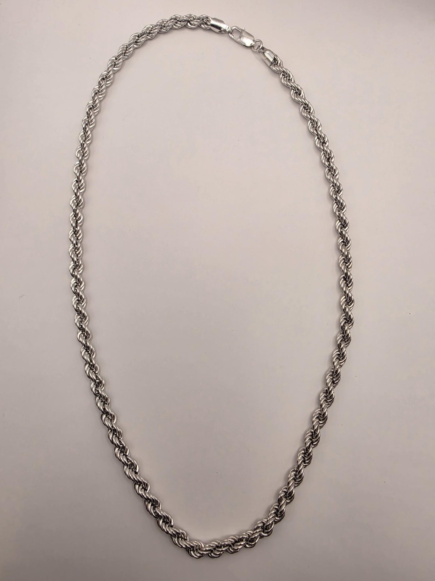 Sterling Silver Rope Chain Necklace 24 Inch 6mm 27.9 Grams Long Twisted Mens Unisex Statement Jewelry Gift for Him