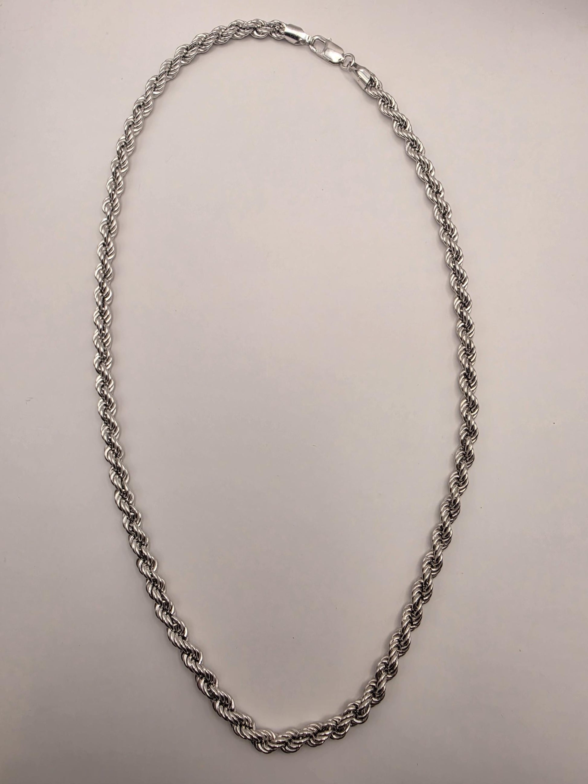 Sterling Silver Rope Chain Necklace 24 Inch 6mm 27.9 Grams Long Twisted Mens Unisex Statement Jewelry Gift for Him