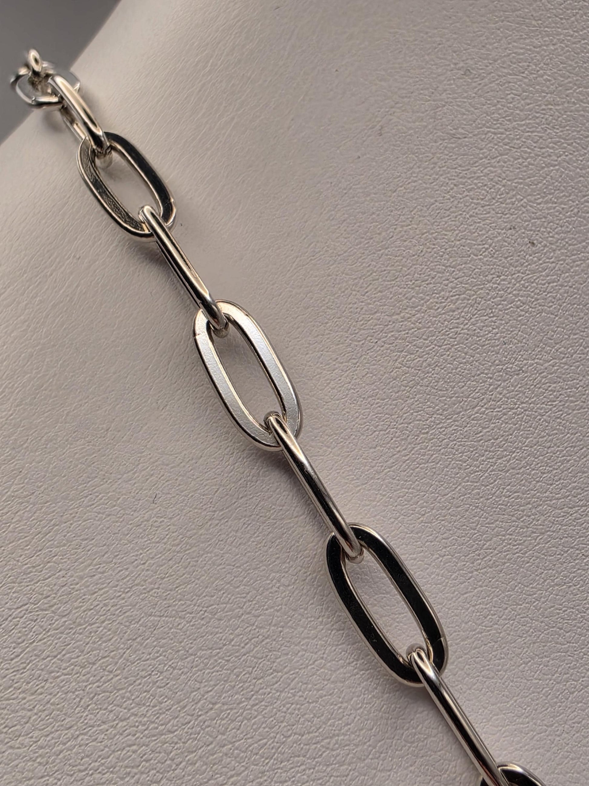 Sterling Silver Paperclip Chain Necklace 20 Inch 5.72mm 24.6 Grams Wide Elongated Link Unisex Statement Jewelry Gift