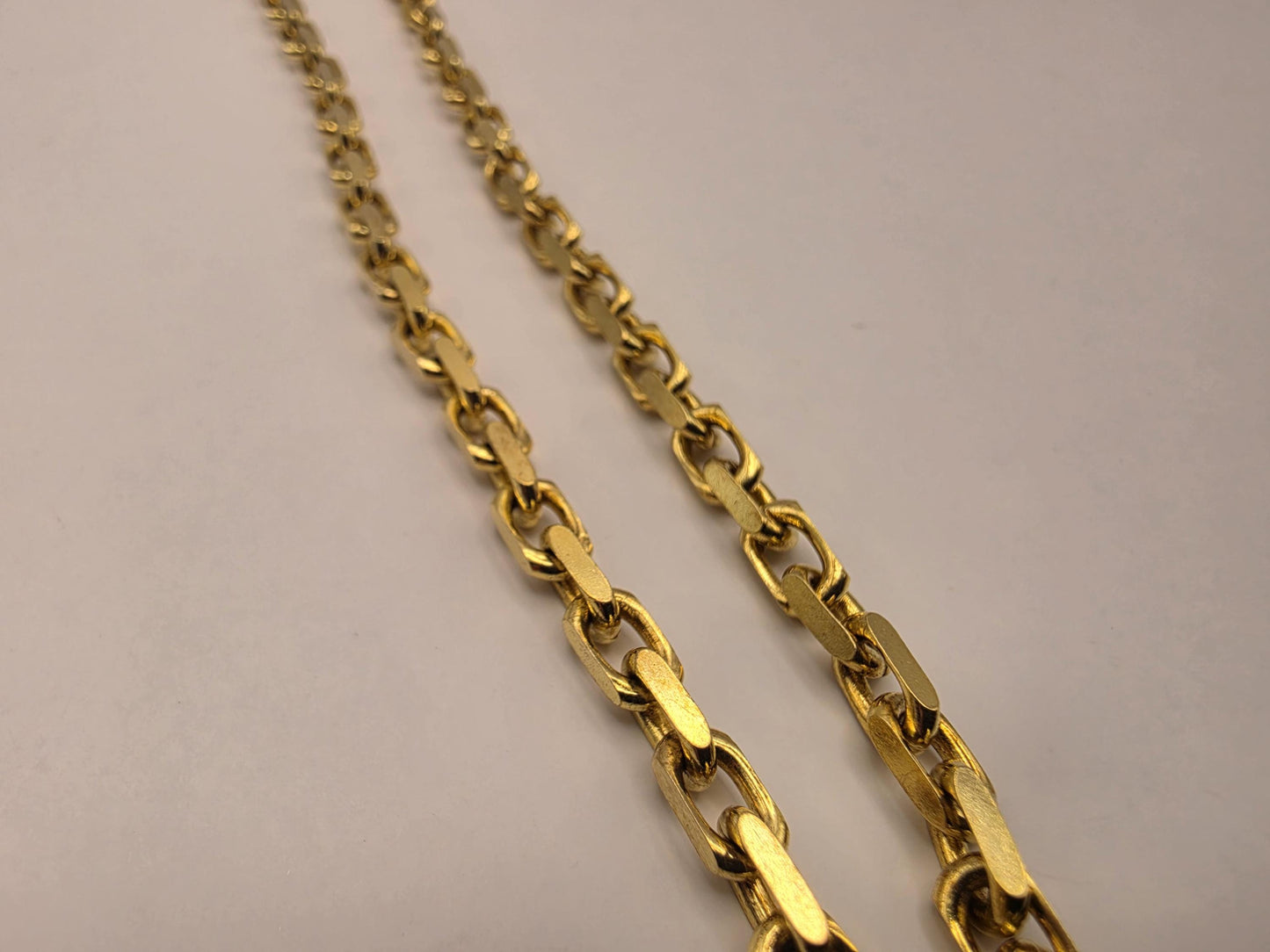 Gold Plated Sterling Silver Alternating Rectangular Link Chain 20 Inch 4.2mm 27.4 Grams Mens Unisex Statement Necklace