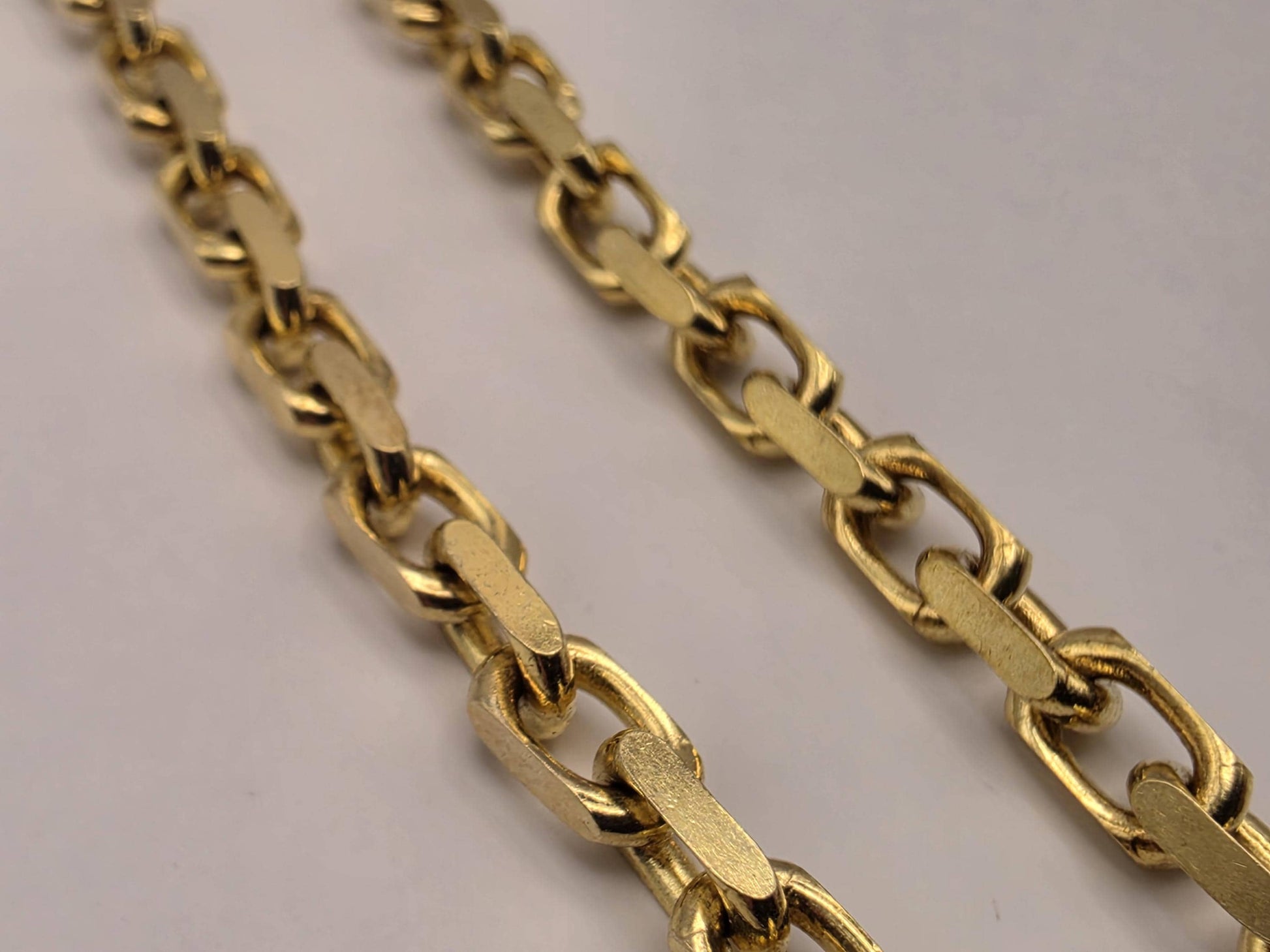 Gold Plated Sterling Silver Alternating Rectangular Link Chain 20 Inch 4.2mm 27.4 Grams Mens Unisex Statement Necklace