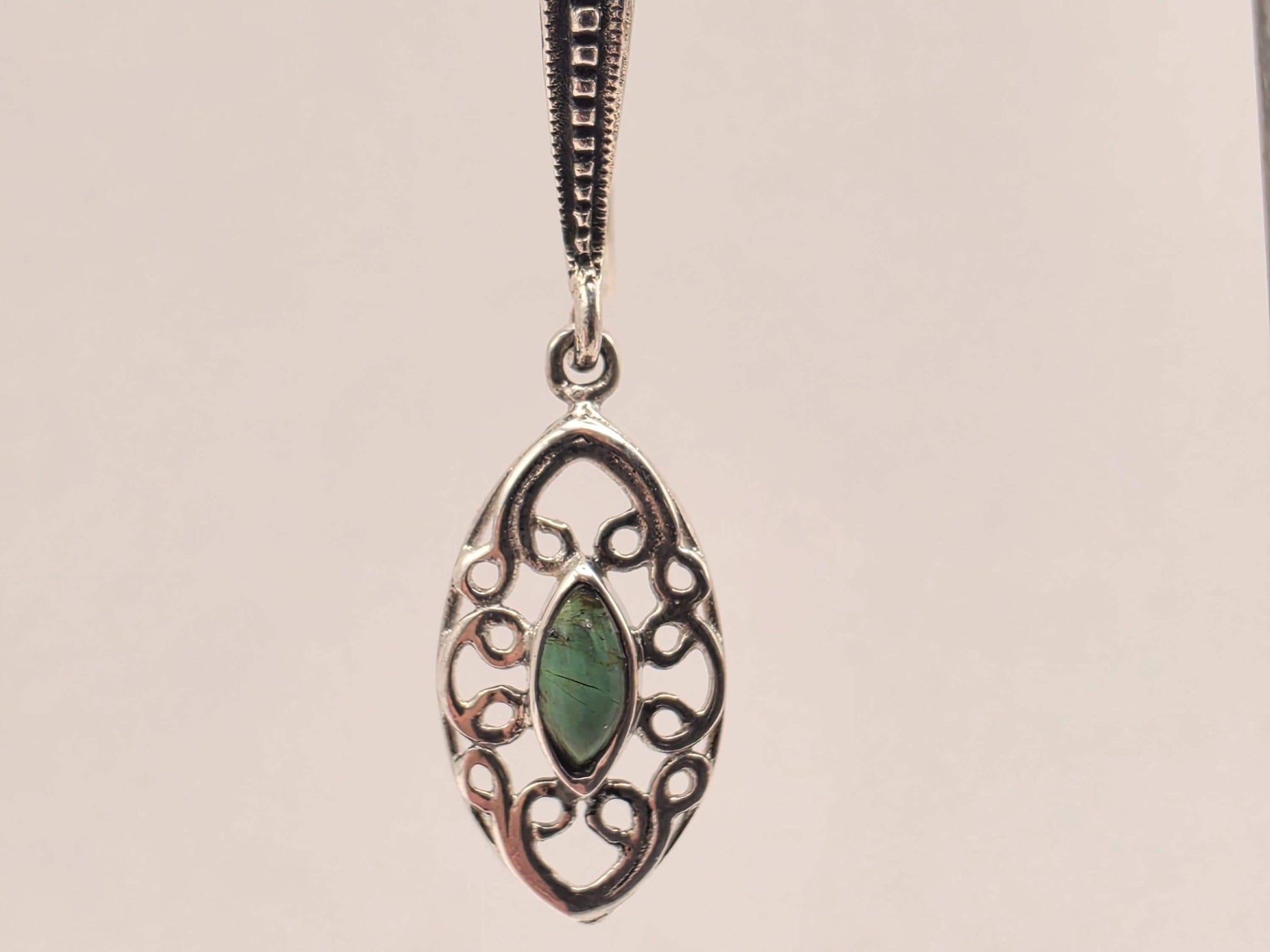 Genuine Turquoise Filigree Drop Earrings 925 Sterling Silver 32mm Marquise Dangle Lightweight Southwest Gift for Her