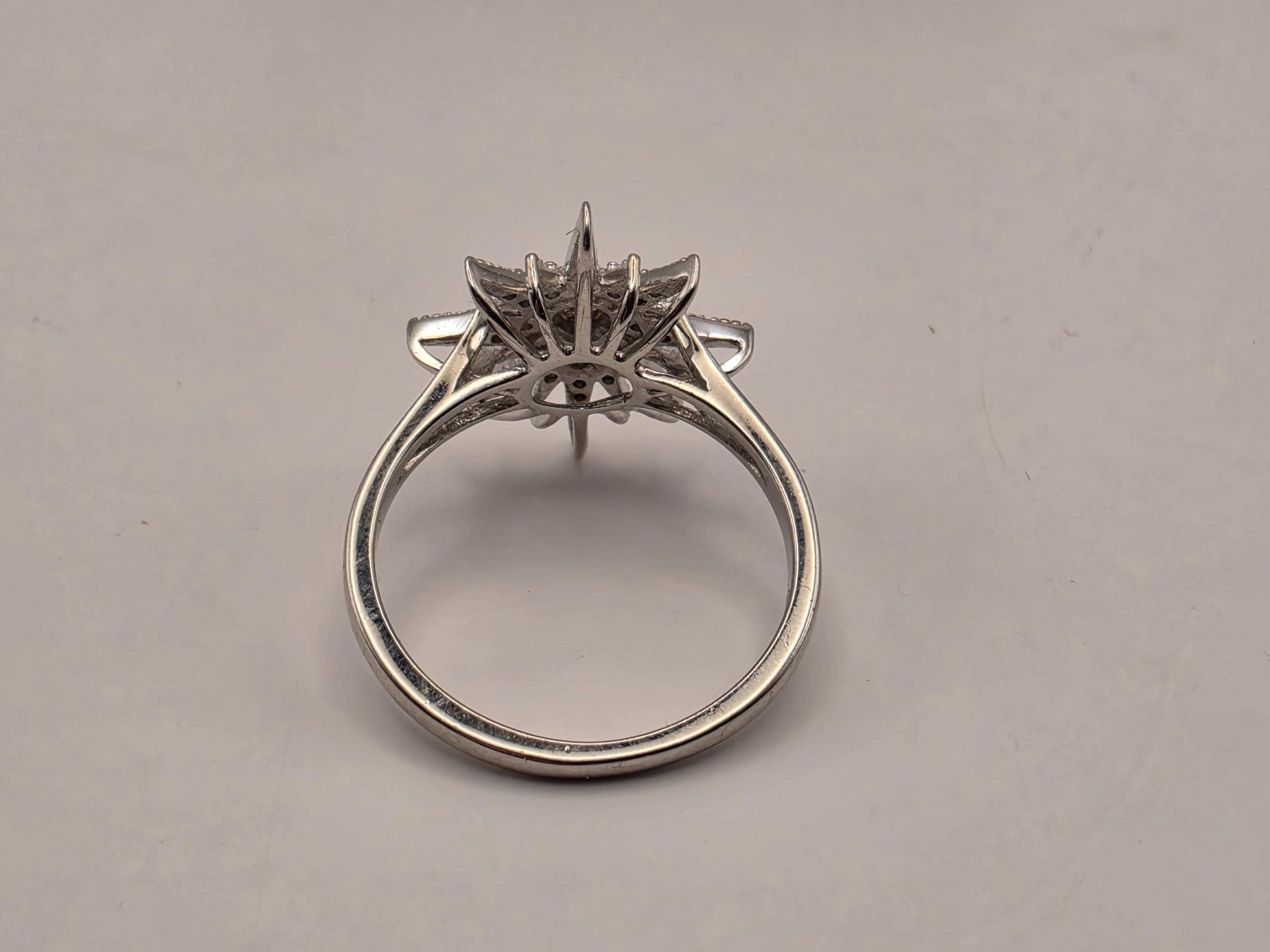 Sterling Silver CZ Starburst Ring Size 7 Celestial Cocktail Statement Ring 5.5 Grams Gift for Her
