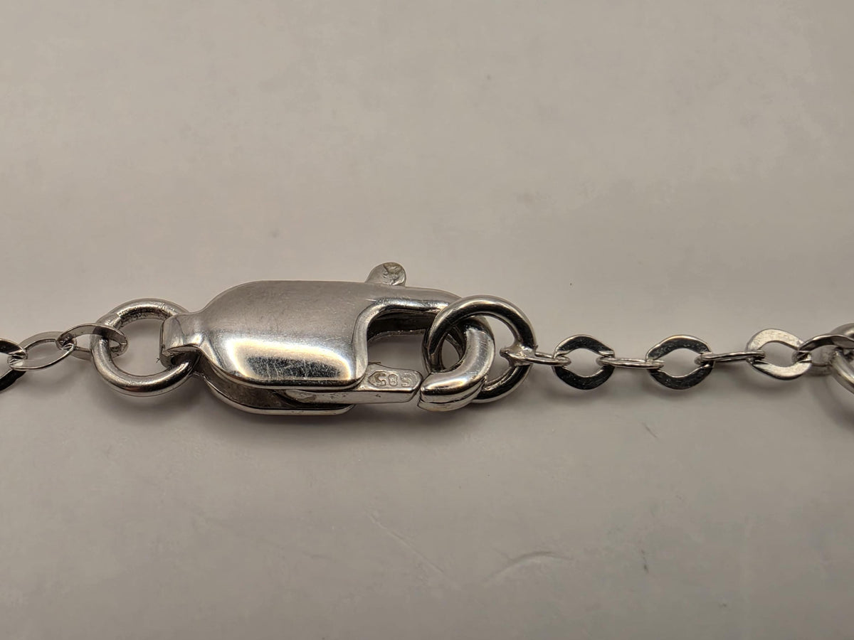 14K White Gold Evil Eye Bracelet, Blue Sapphire & Lab-Grown Diamond Pavé, Adjustable 7 Inch Fine Jewelry